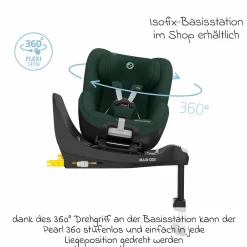 Reboarder-Kindersitz Pearl 360 ab 3 Monate - 4 Jahre (61 cm - 105 cm) 0-17,4 kg drehbar mit G-Cell-Seitenaufprallschutz - Authentic Green - Kollektion 2025