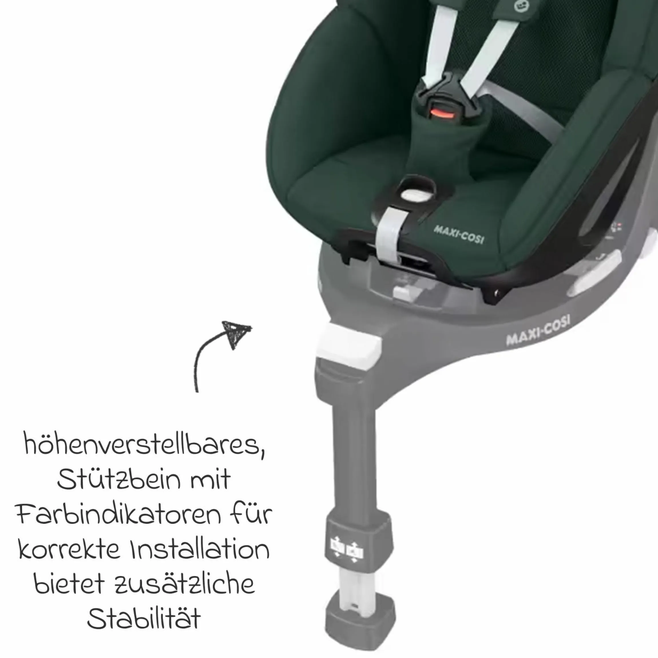 Reboarder-Kindersitz Pearl 360 drehbar ab 3 Monate - 4 Jahre (61 cm - 105 cm) 0-17,4 kg inkl. Isofix-Basis FamilyFix 360, Schutzunterlage & Spieluhr - Authentic Green - Kollektion 2025