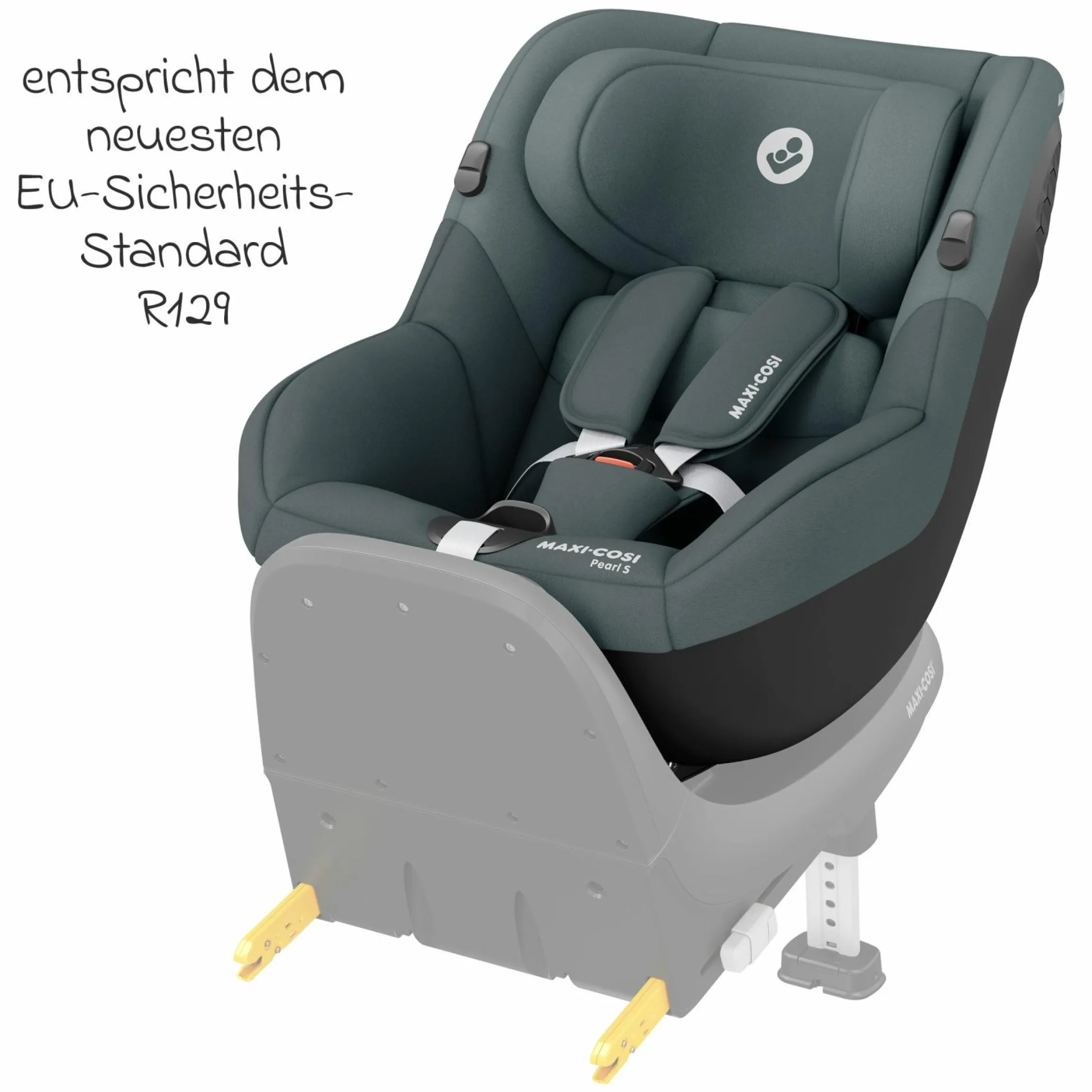 Reboarder-Kindersitz Pearl S i-Size ab 3 Monate - 4 Jahre (61 cm - 105 cm) mit Easy-in-Haken & G-Cell Seitenaufpralltechnologie - Tonal Graphite - Kollektion 2025