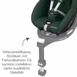 Reboarder-Kindersitz Pearl 360 drehbar ab 3 Monate - 4 Jahre (61 cm - 105 cm) 0-17,4 kg inkl. Isofix-Basis FamilyFix 360 & Rückenlehnenschutz - Authentic Green