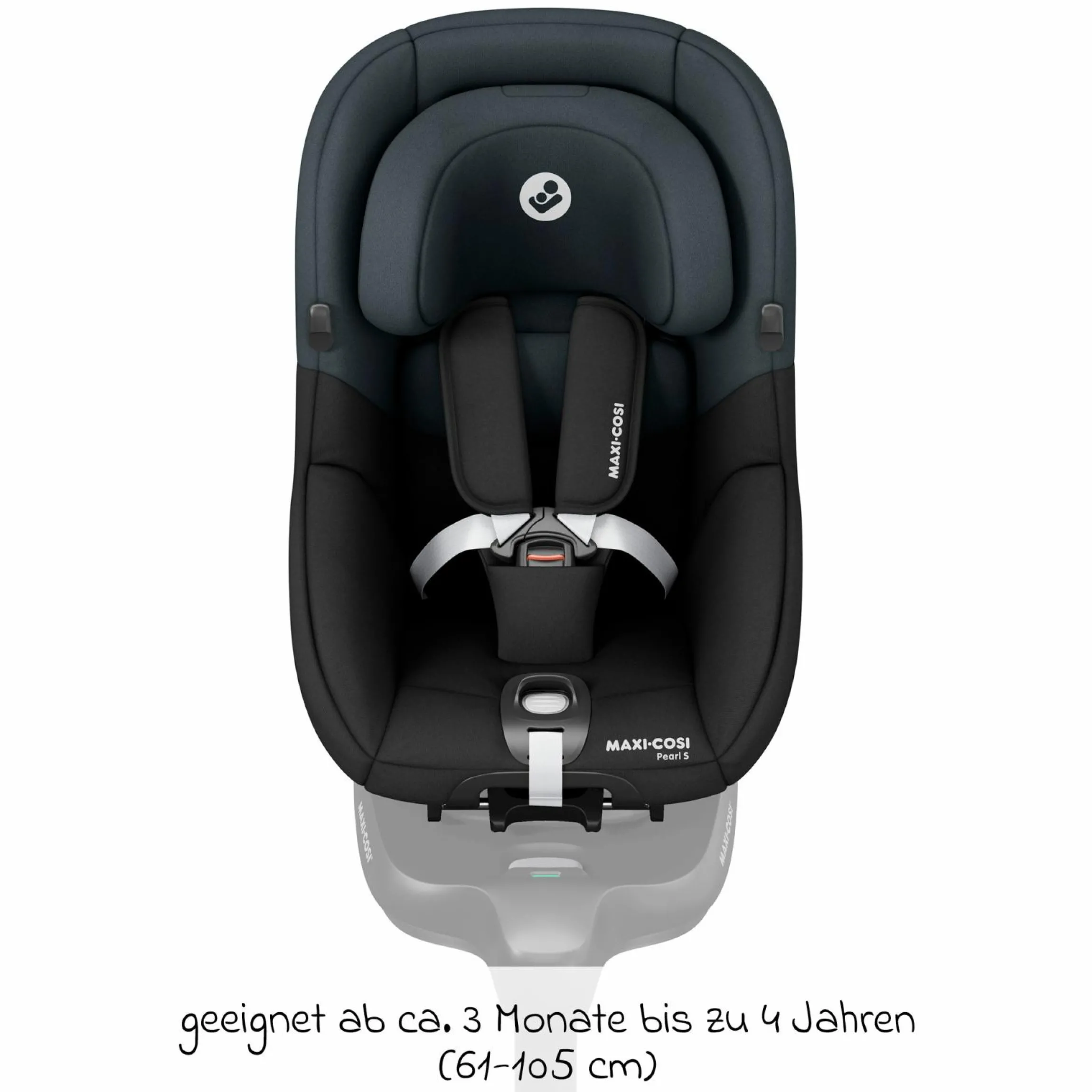 Reboarder-Kindersitz Pearl S i-Size ab 3 Monate - 4 Jahre (61 cm - 105 cm) mit Easy-in-Haken & G-Cell Seitenaufpralltechnologie - Tonal Black - Kollektion 2025