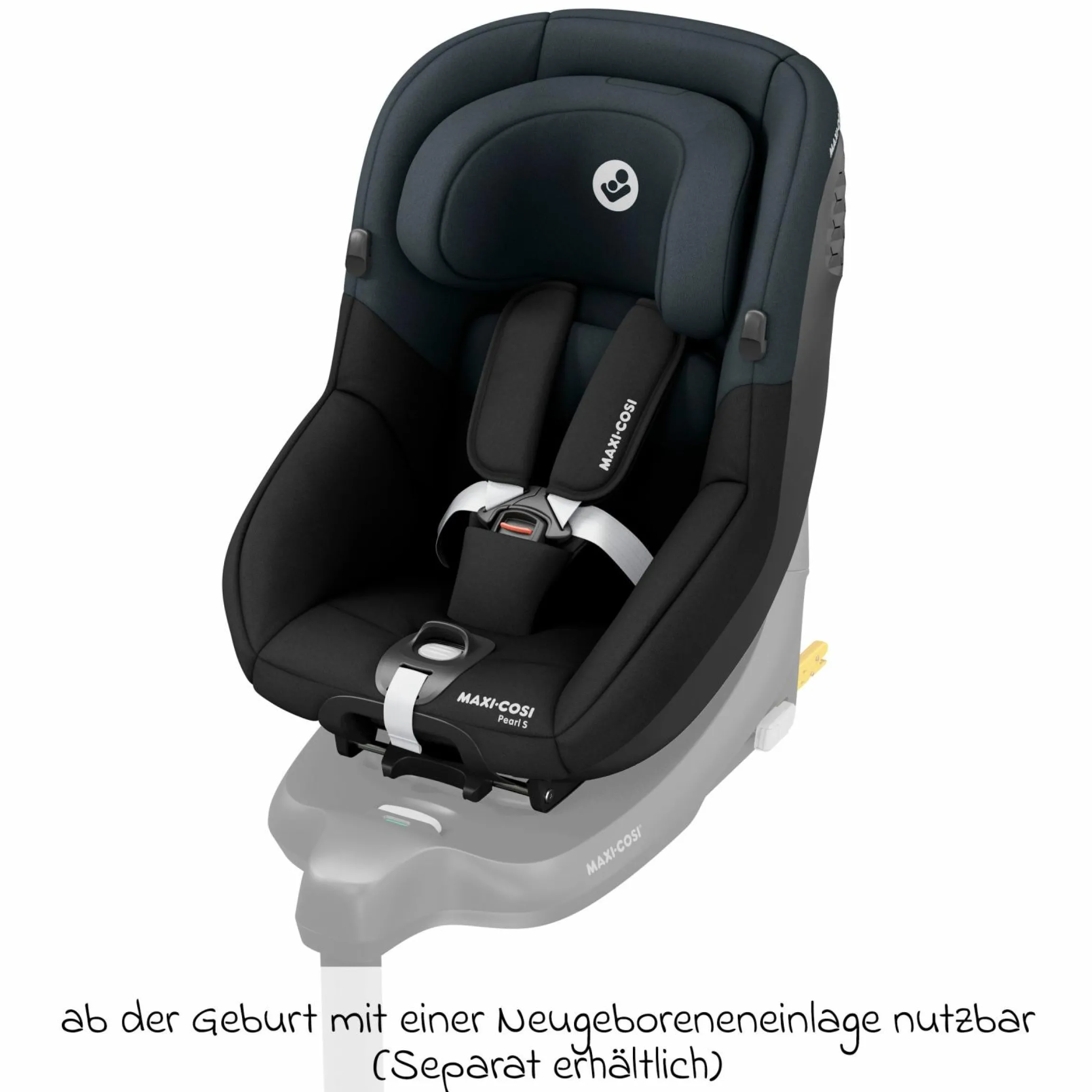 Reboarder-Kindersitz Pearl S i-Size ab 3 Monate - 4 Jahre (61 cm - 105 cm) mit Easy-in-Haken & G-Cell Seitenaufpralltechnologie - Tonal Black - Kollektion 2025