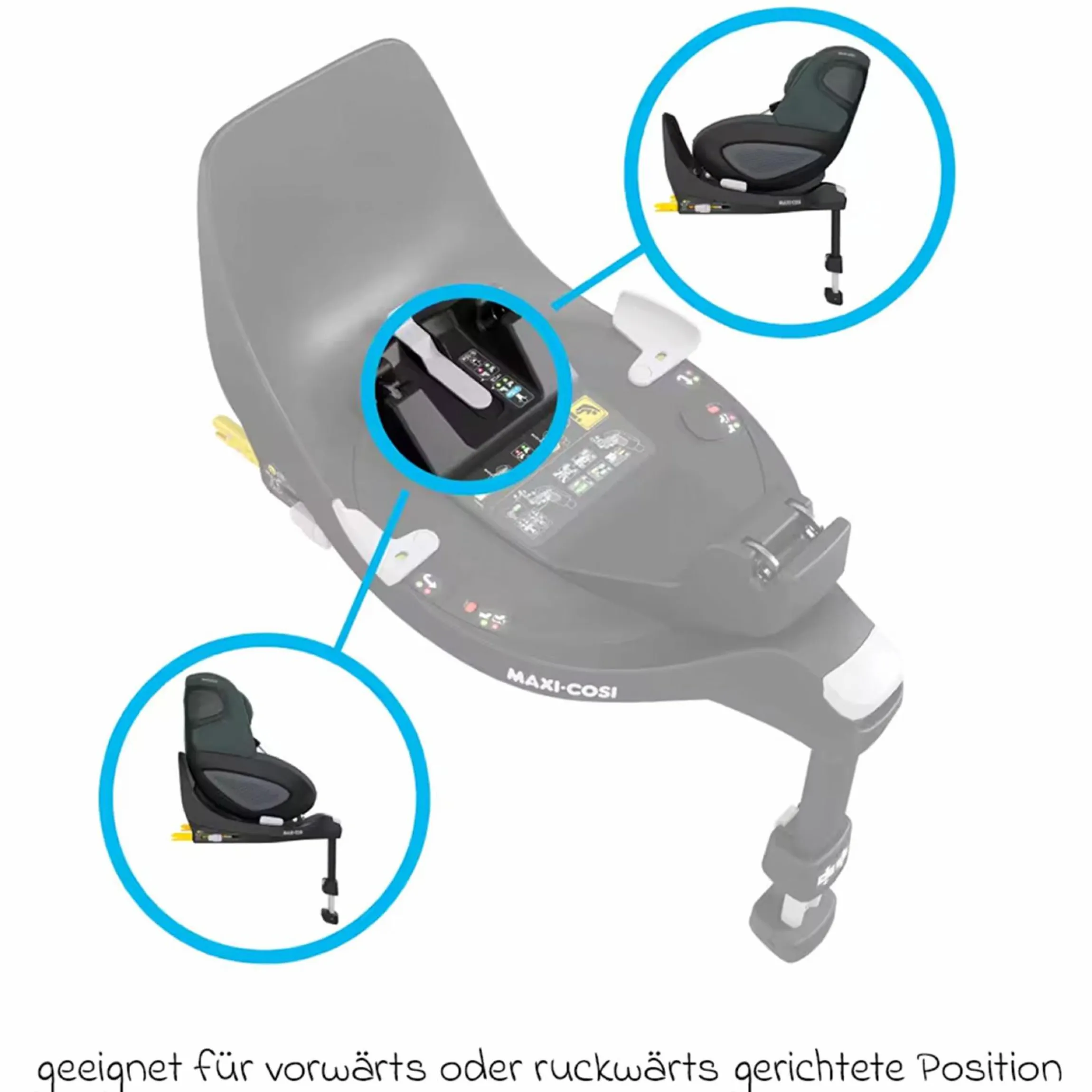Reboarder-Kindersitz Pearl 360 drehbar ab 3 Monate - 4 Jahre (61 cm - 105 cm) 0-17,4 kg inkl. Isofix-Basis FamilyFix 360, Schutzunterlage & Spieluhr - Authentic Graphite - Kollektion 2025