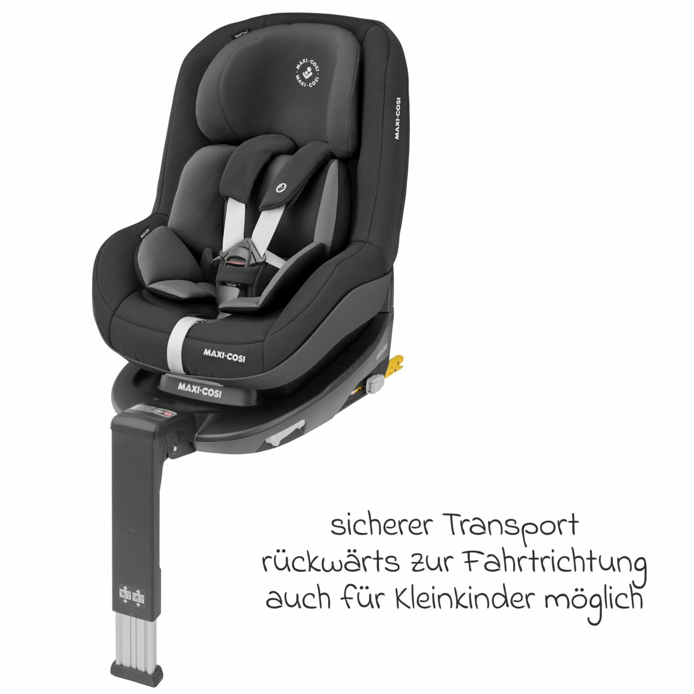 Reboarder-Kindersitz Pearl Pro 2 i-Size ab 6 Monate - 4 Jahre (67 cm - 105 cm) inkl. FamilyFix 3 i-Size Base - Authentic Black