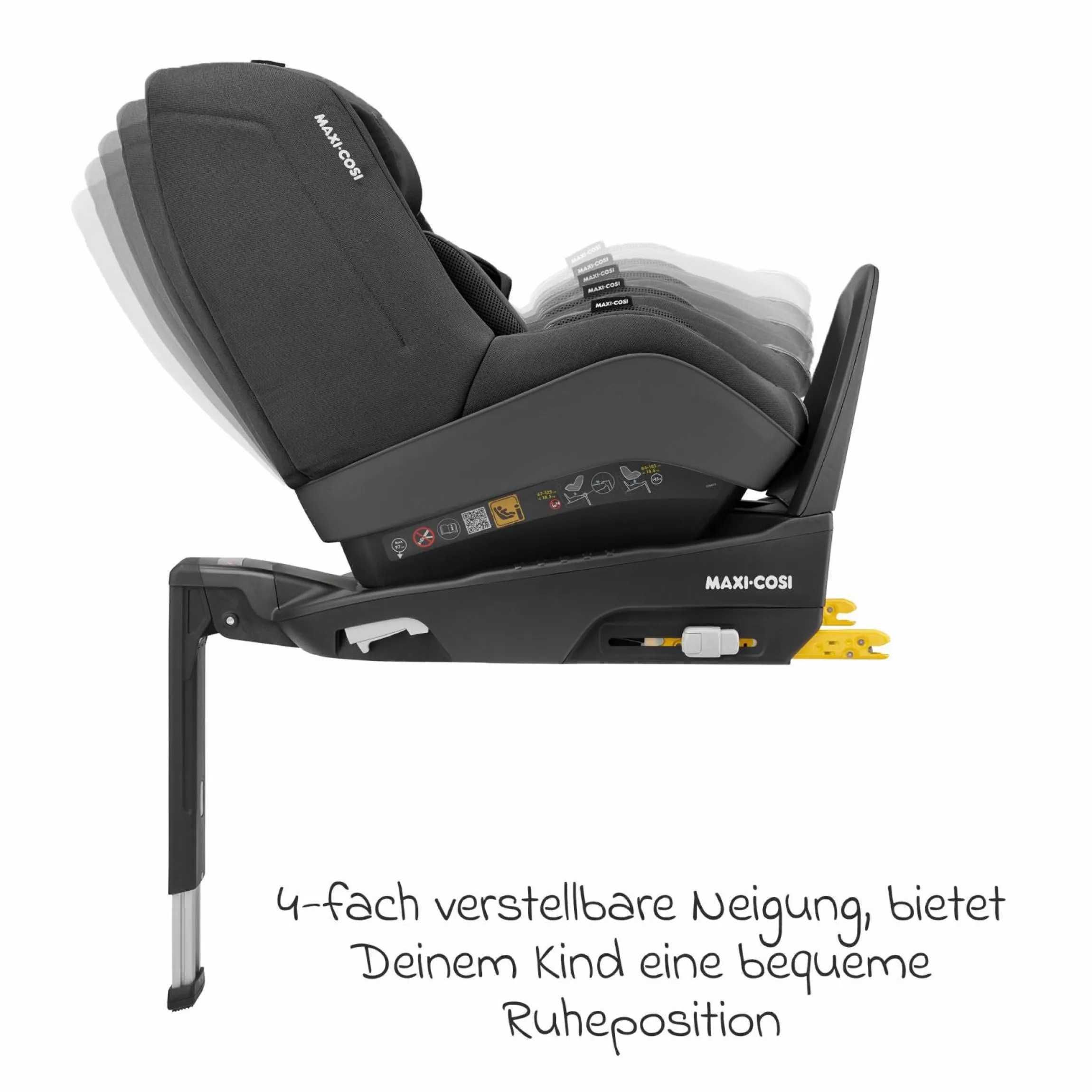 Reboarder-Kindersitz Pearl Pro 2 i-Size ab 6 Monate - 4 Jahre (67 cm - 105 cm) inkl. FamilyFix 3 i-Size Base - Authentic Black