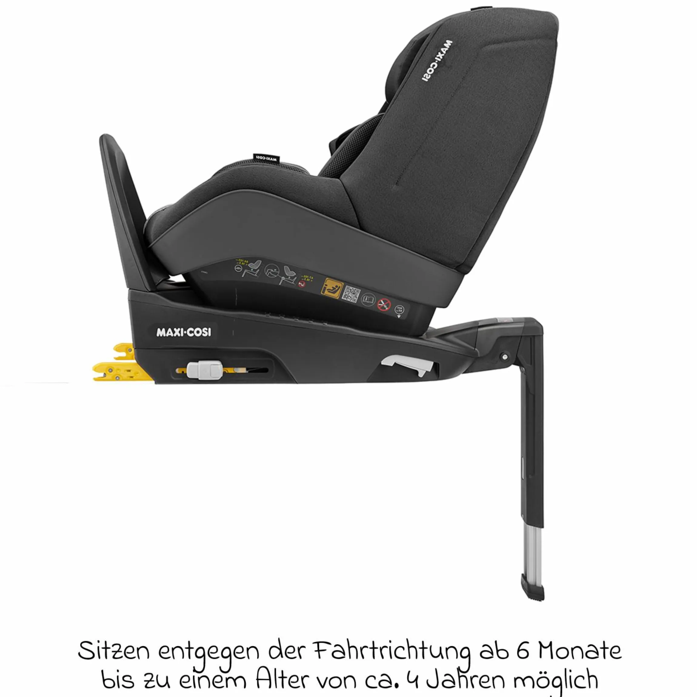 Reboarder-Kindersitz Pearl Pro 2 i-Size ab 6 Monate - 4 Jahre (67 cm - 105 cm) inkl. FamilyFix 3 i-Size Base & Schutzunterlage - Authentic Black - Kollektion 2025