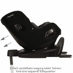 Reboarder-Kindersitz PRUU i-Size 360° drehbar ab Geburt bis 4 Jahre (40 cm - 105 cm) inkl. Basisstation & Sitzverkleinerer - Caviar - Kollektion 2025
