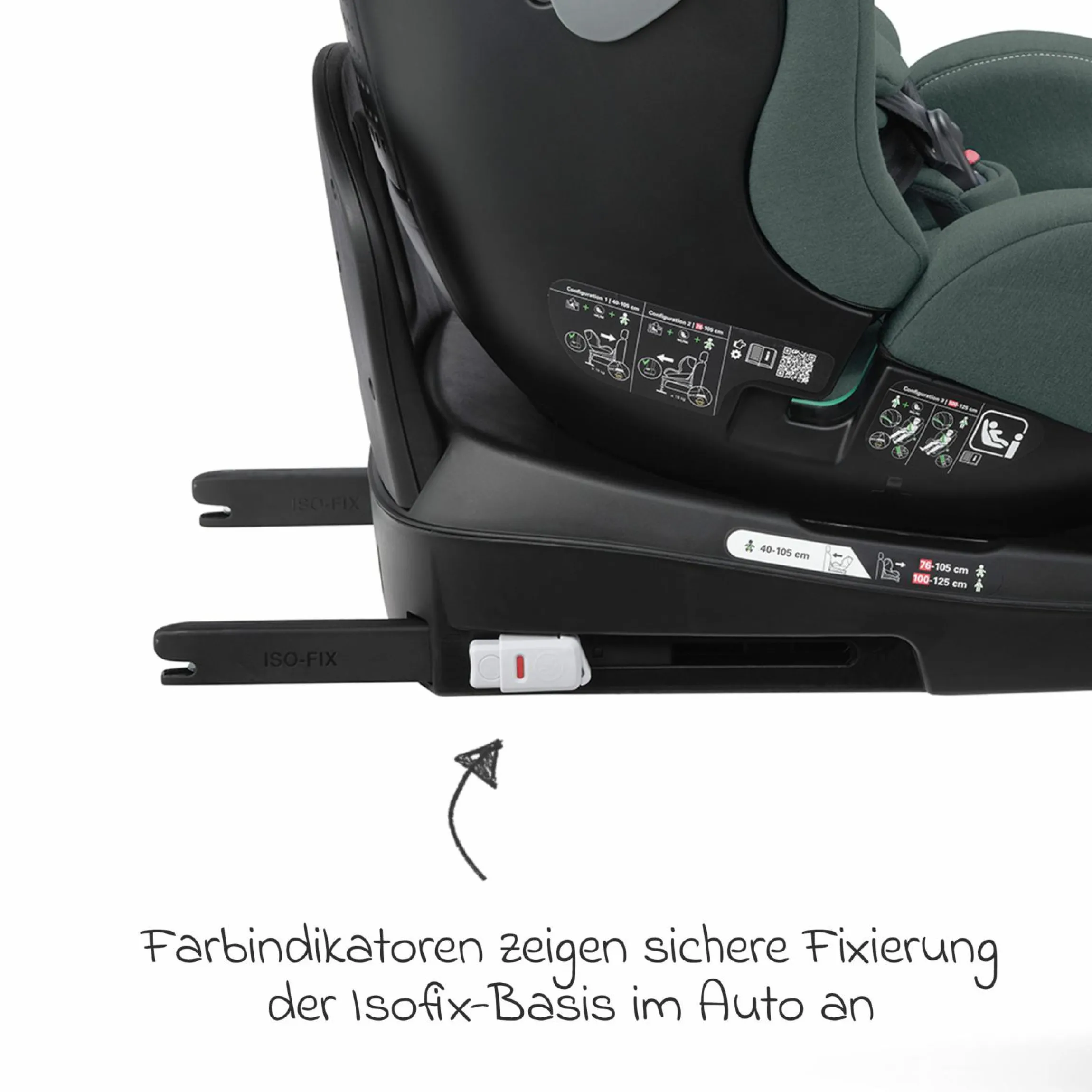 Reboarder-Kindersitz Salia 125 i-Size ab Geburt bis 7 Jahre (40 cm - 125 cm) drehbar mit Isofix-Basis - Mineral Green - Kollektion 2025