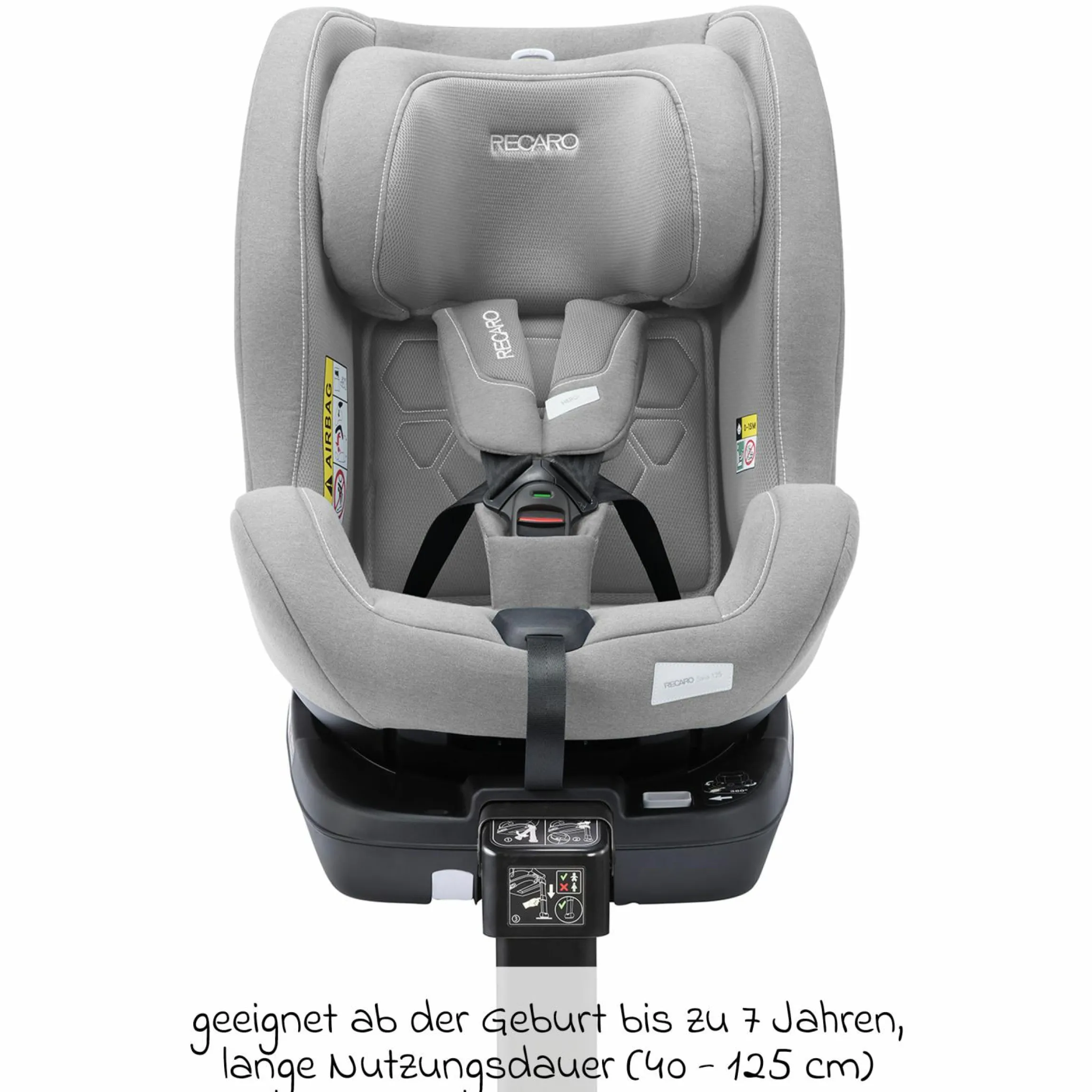 Reboarder-Kindersitz Salia 125 i-Size ab Geburt bis 7 Jahre (40 cm - 125 cm) drehbar mit Isofix-Basis - Carbon Grey - Kollektion 2025