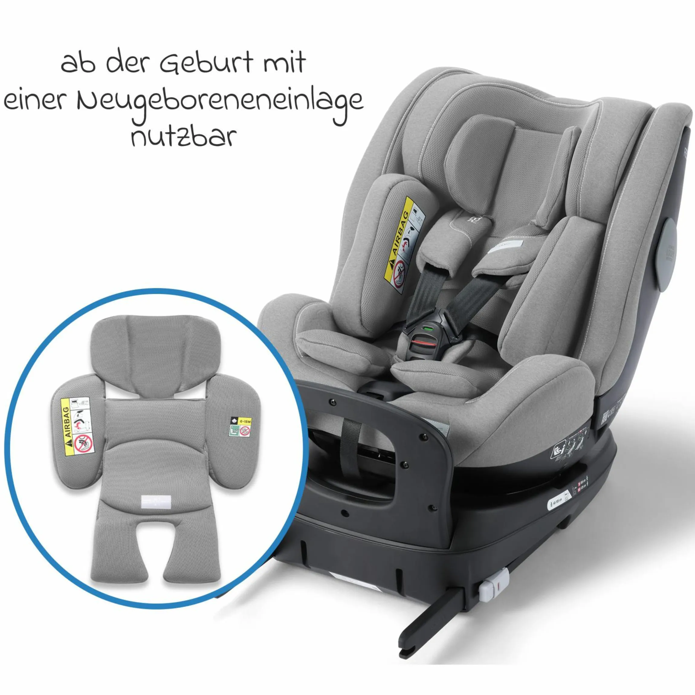 Reboarder-Kindersitz Salia 125 i-Size ab Geburt bis 7 Jahre (40 cm - 125 cm) drehbar mit Isofix-Basis - Carbon Grey - Kollektion 2025