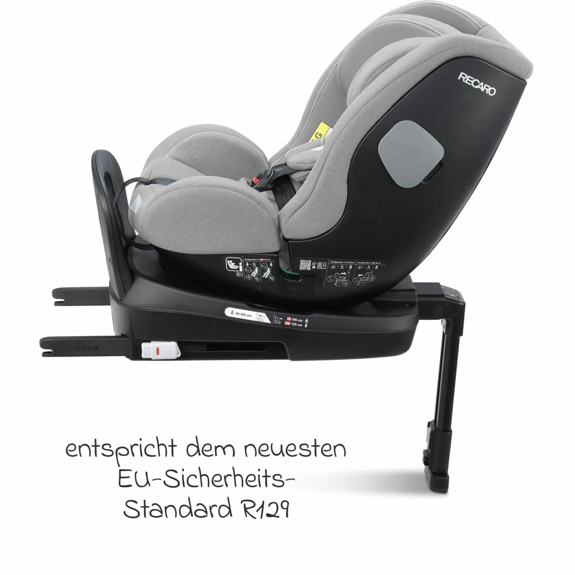 Reboarder-Kindersitz Salia 125 i-Size ab Geburt bis 7 Jahre (40 cm - 125 cm) drehbar mit Isofix-Basis - Carbon Grey - Kollektion 2025