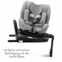 Reboarder-Kindersitz Salia 125 i-Size ab Geburt bis 7 Jahre (40 cm - 125 cm) drehbar mit Isofix-Basis - Carbon Grey - Kollektion 2025