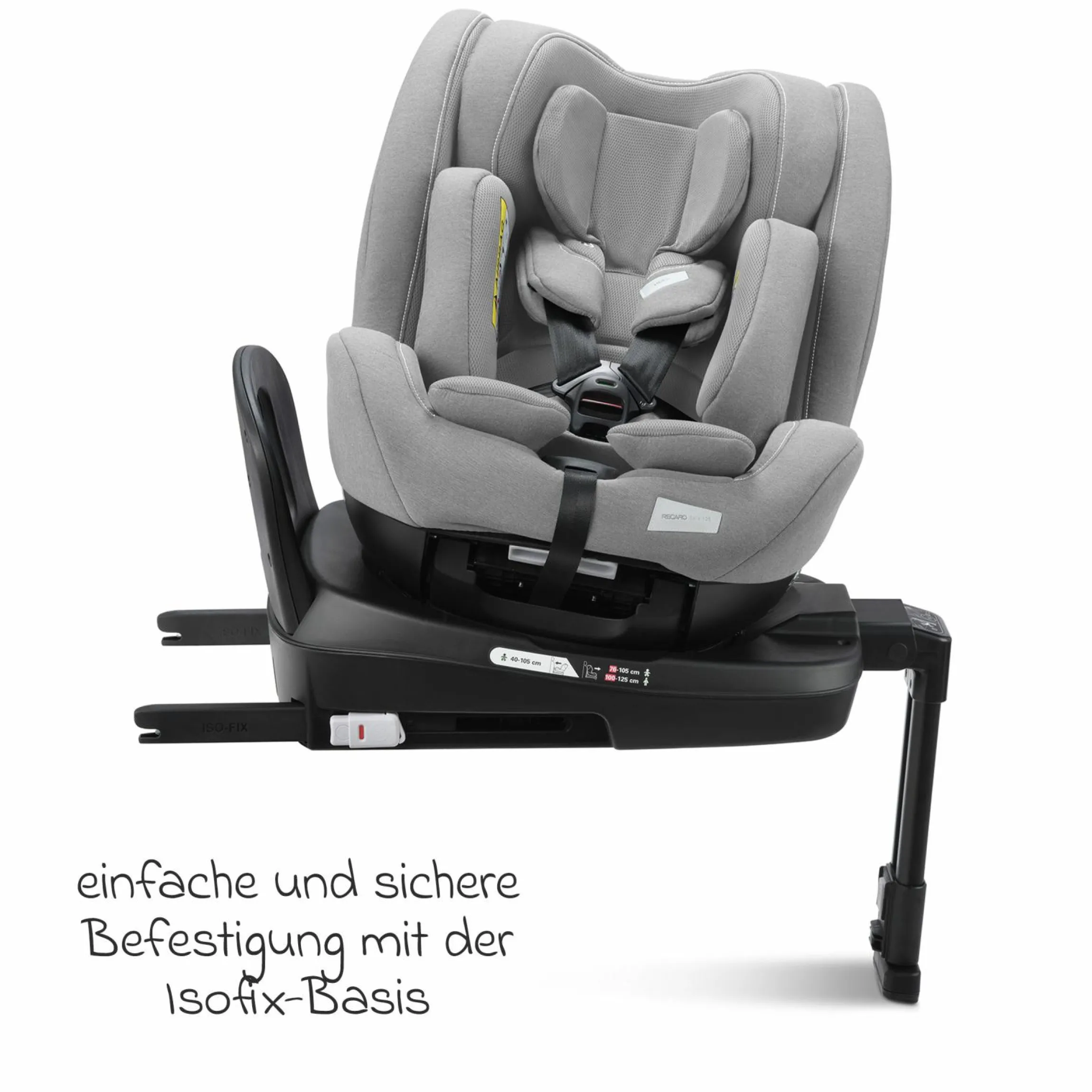 Reboarder-Kindersitz Salia 125 i-Size ab Geburt bis 7 Jahre (40 cm - 125 cm) drehbar mit Isofix-Basis - Carbon Grey - Kollektion 2025