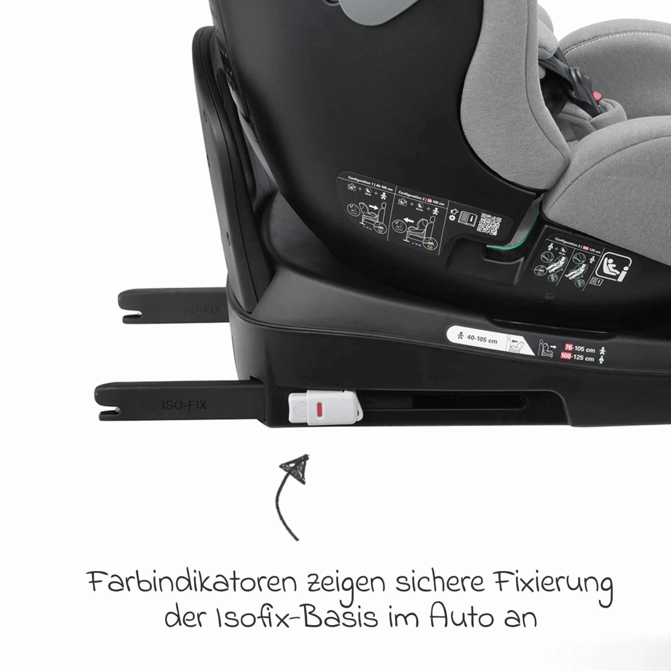 Reboarder-Kindersitz Salia 125 i-Size ab Geburt bis 7 Jahre (40 cm - 125 cm) drehbar mit Isofix-Basis - Carbon Grey - Kollektion 2025