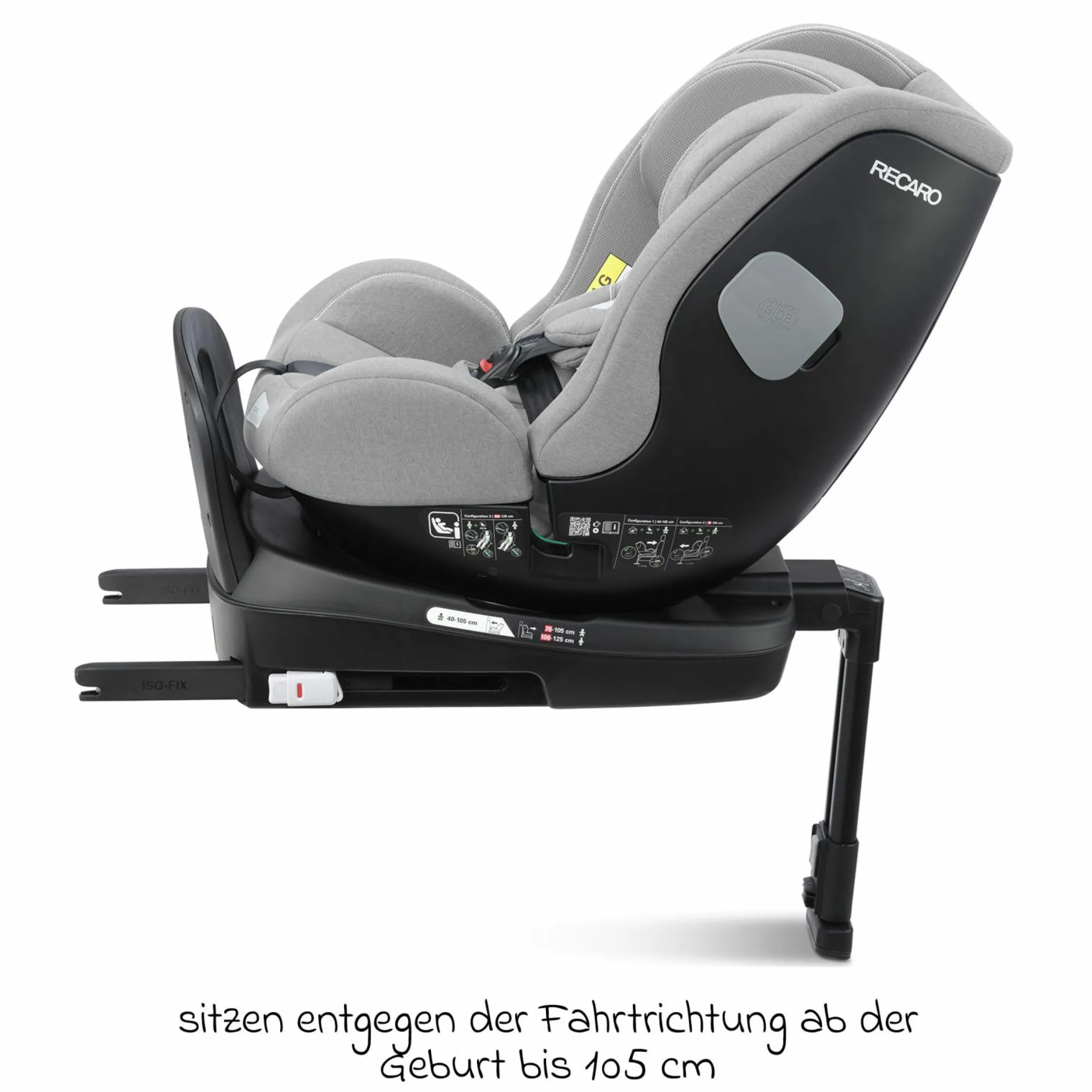 Reboarder-Kindersitz Salia 125 i-Size ab Geburt bis 7 Jahre (40 cm - 125 cm) drehbar mit Isofix-Basis - Carbon Grey - Kollektion 2025