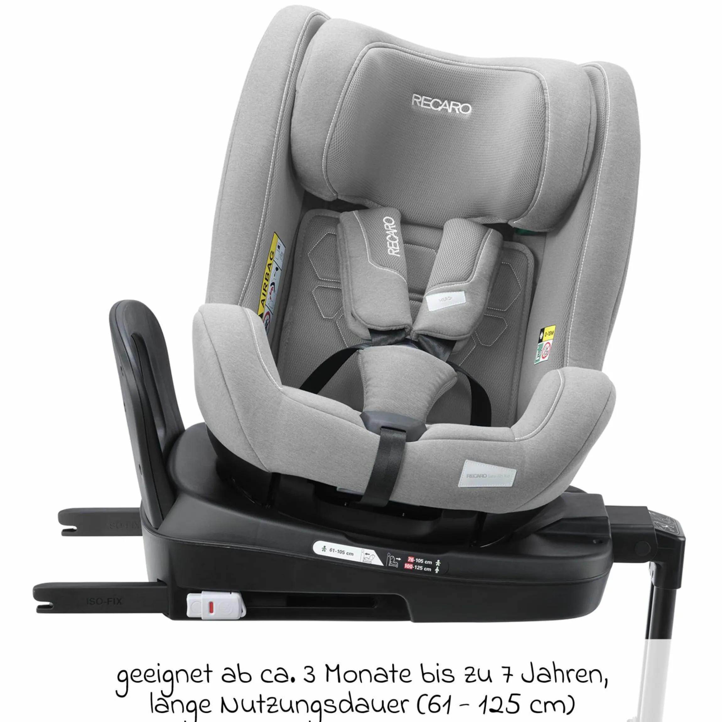 Reboarder-Kindersitz Salia 125 i-Size KID ab 3 Monate bis 7 Jahre (61 cm - 125 cm) drehbar mit Isofix-Basis - Carbon Grey - Kollektion 2025