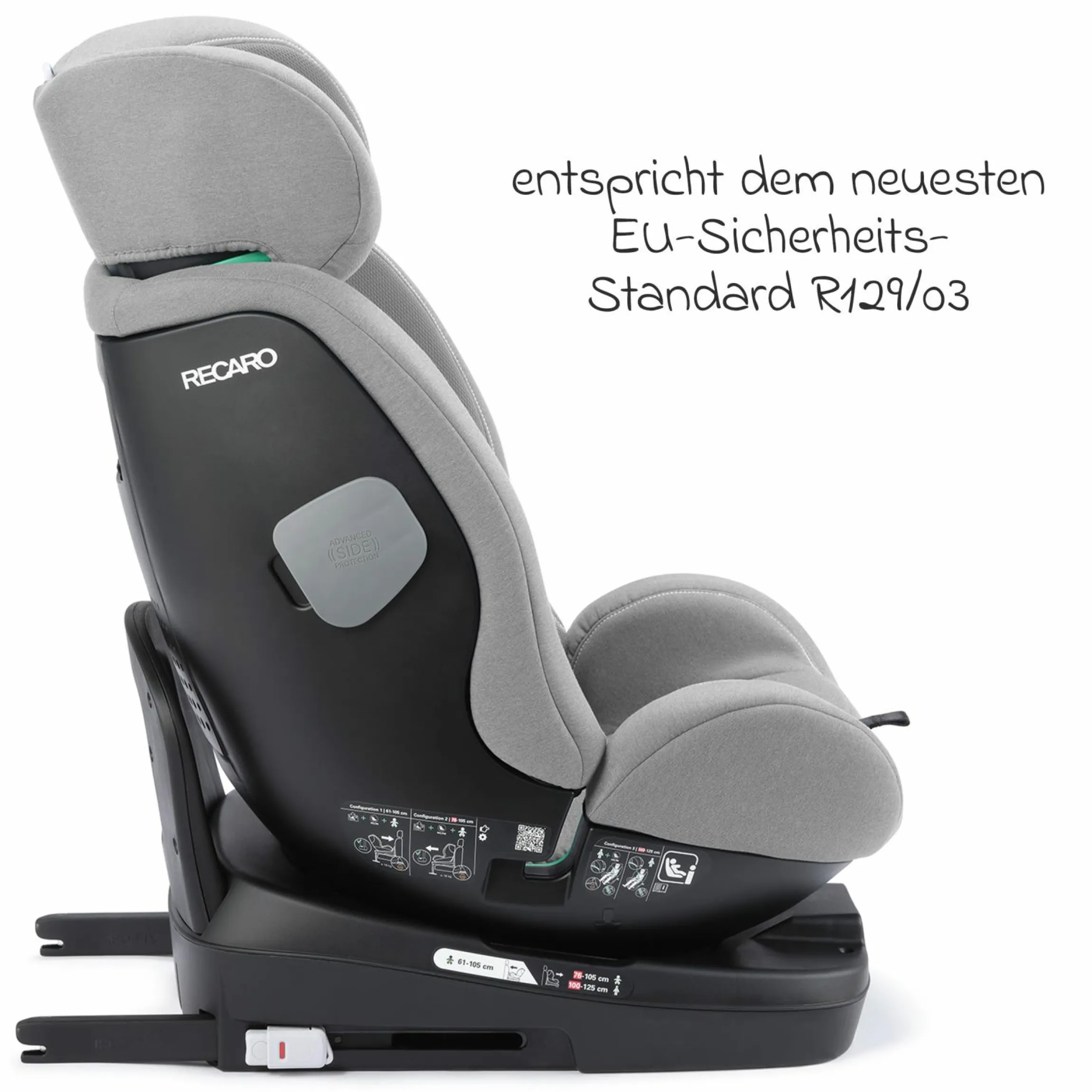 Reboarder-Kindersitz Salia 125 i-Size KID ab 3 Monate bis 7 Jahre (61 cm - 125 cm) drehbar mit Isofix-Basis - Carbon Grey - Kollektion 2025