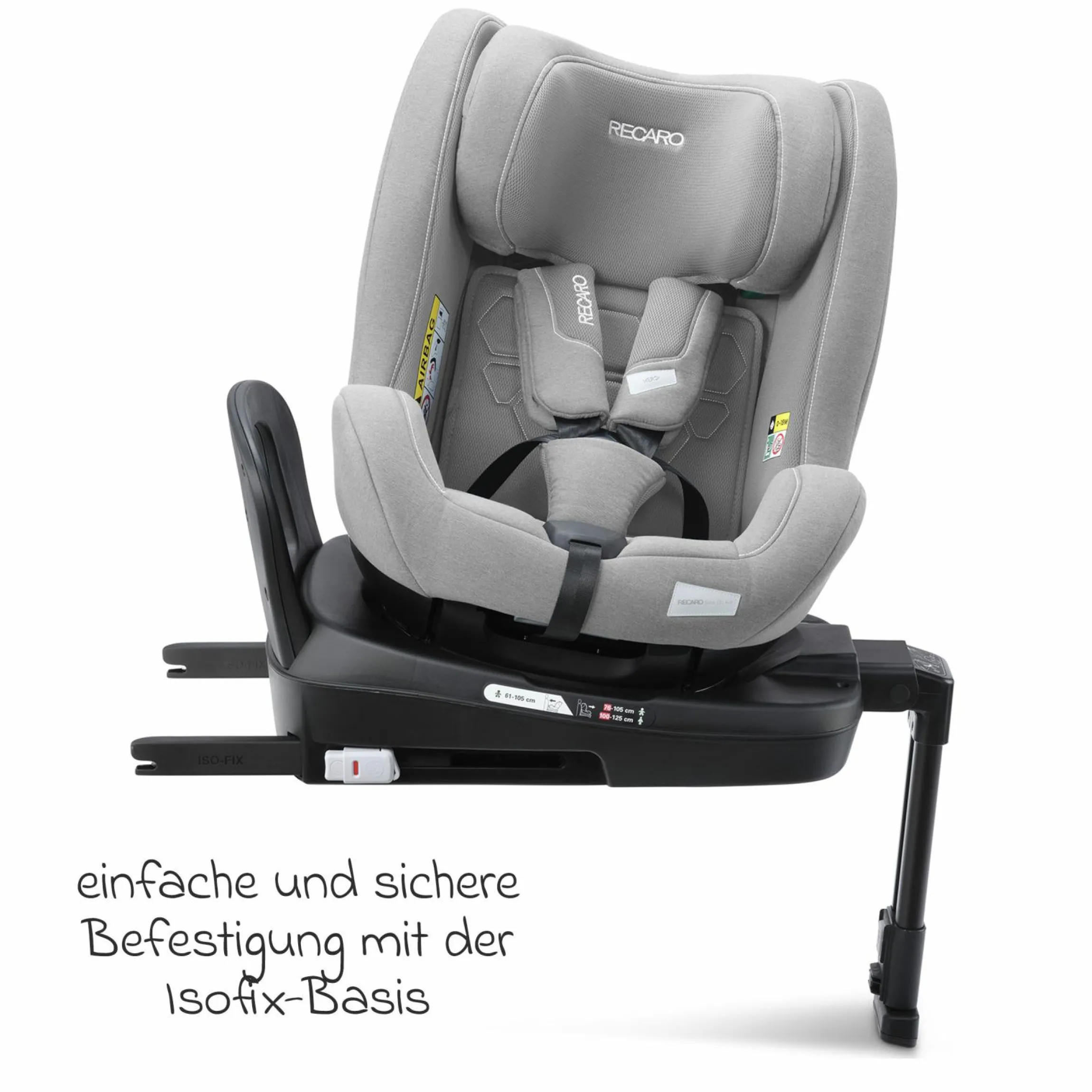 Reboarder-Kindersitz Salia 125 i-Size KID ab 3 Monate bis 7 Jahre (61 cm - 125 cm) drehbar mit Isofix-Basis - Carbon Grey - Kollektion 2025