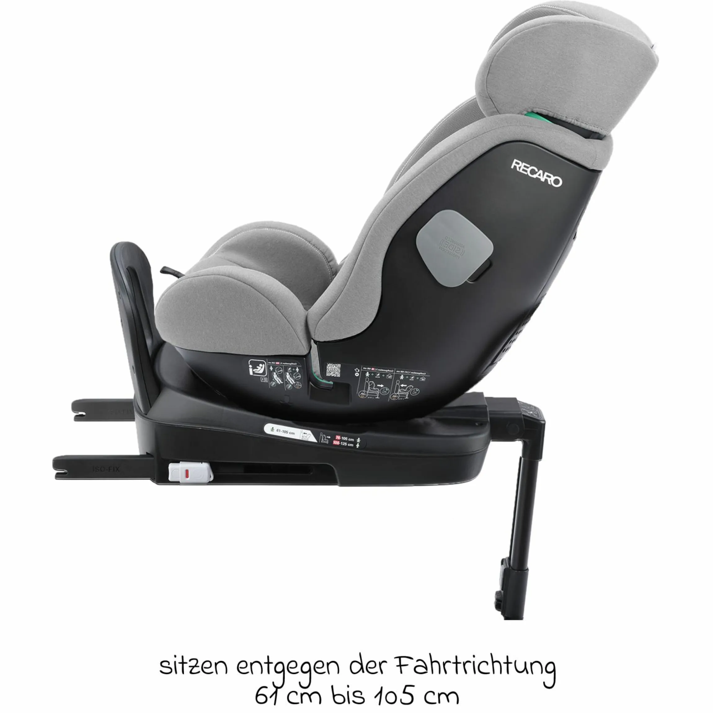 Reboarder-Kindersitz Salia 125 i-Size KID ab 3 Monate bis 7 Jahre (61 cm - 125 cm) drehbar mit Isofix-Basis - Carbon Grey - Kollektion 2025