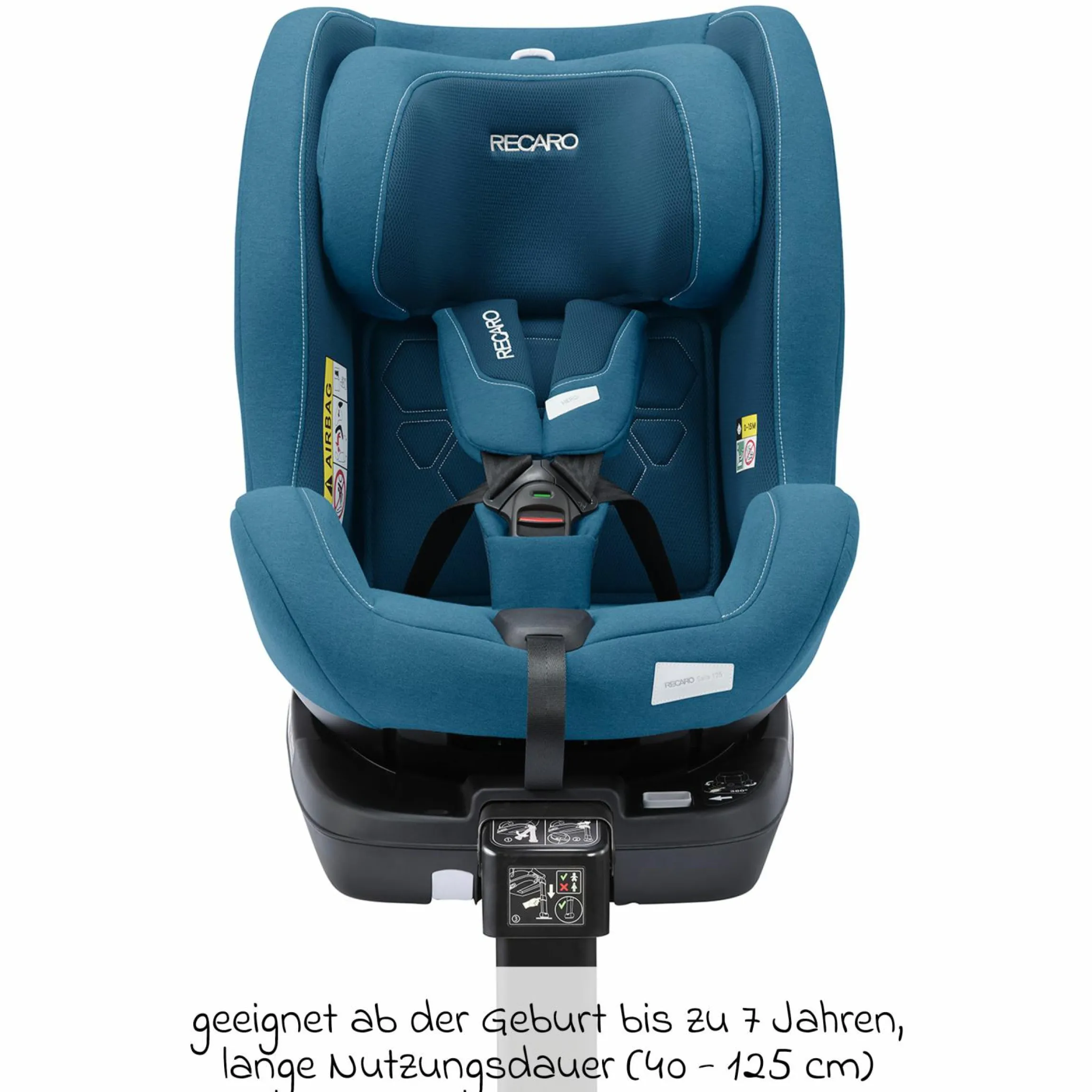 Reboarder-Kindersitz Salia 125 i-Size ab Geburt bis 7 Jahre (40 cm - 125 cm) drehbar mit Isofix-Basis - Steel Blue - Kollektion 2025