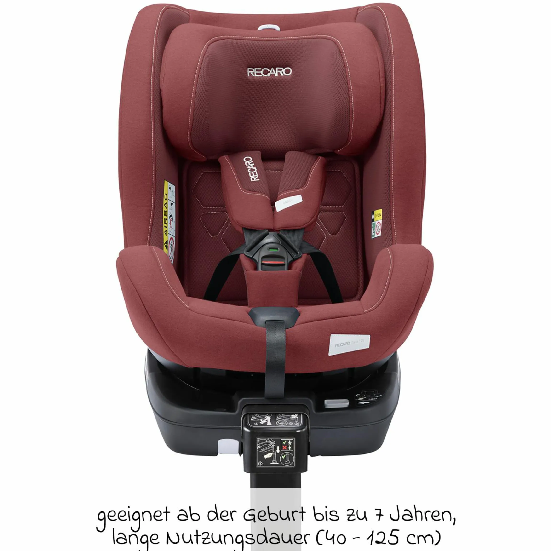 Reboarder-Kindersitz Salia 125 i-Size ab Geburt bis 7 Jahre (40 cm - 125 cm) drehbar mit Isofix-Basis - Iron Red - Kollektion 2025
