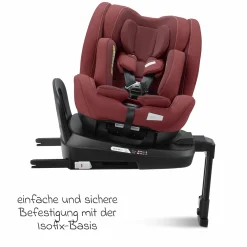 Reboarder-Kindersitz Salia 125 i-Size ab Geburt bis 7 Jahre (40 cm - 125 cm) drehbar mit Isofix-Basis - Iron Red - Kollektion 2025