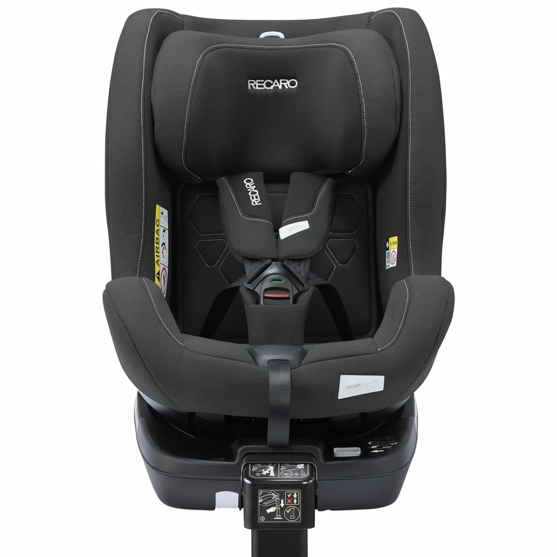 Reboarder-Kindersitz Salia 125 i-Size ab Geburt bis 7 Jahre (40 cm - 125 cm) drehbar mit Isofix-Basis - Fibre Black - Kollektion 2025