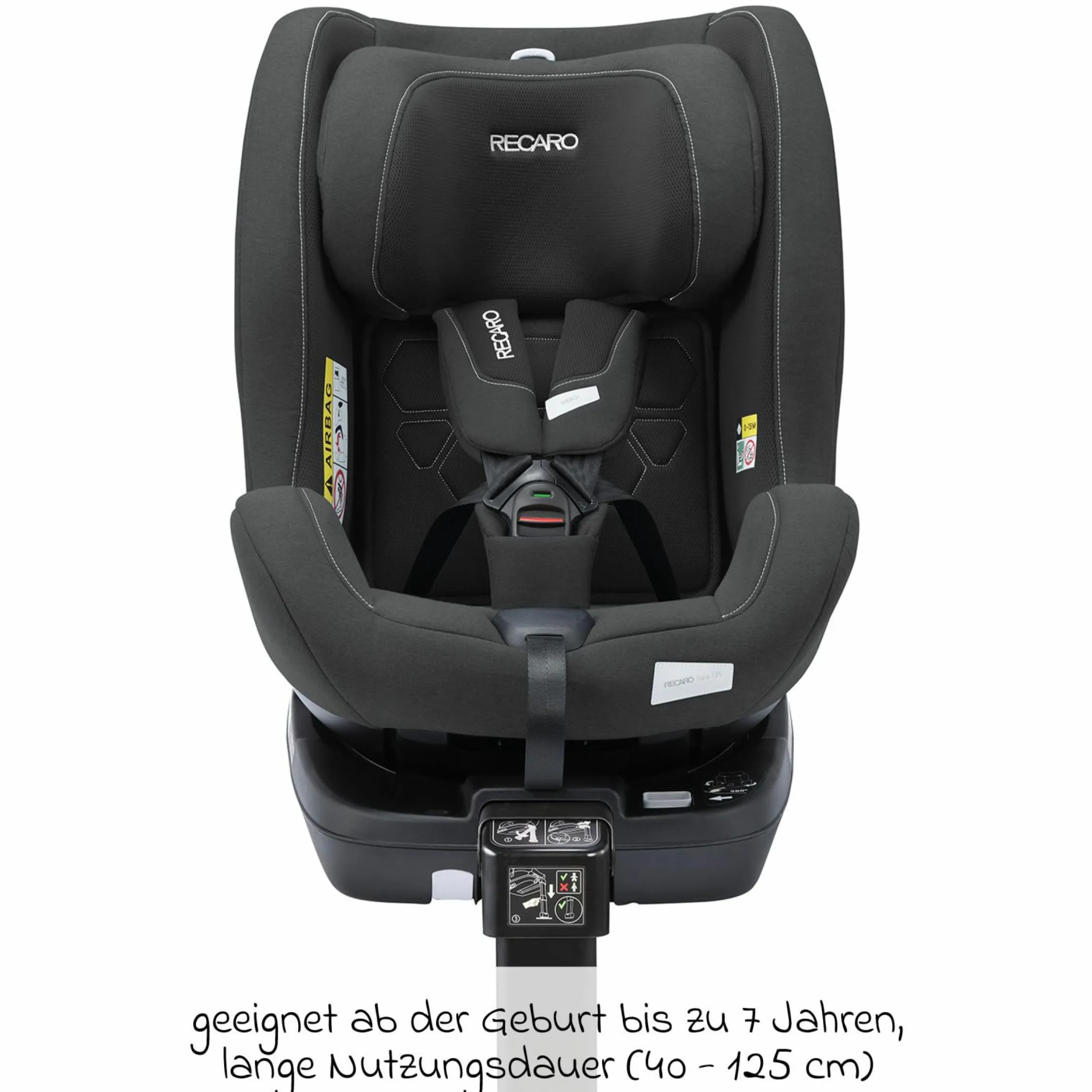 Reboarder-Kindersitz Salia 125 i-Size ab Geburt bis 7 Jahre (40 cm - 125 cm) drehbar mit Isofix-Basis - Fibre Black - Kollektion 2025