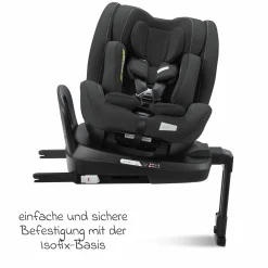Reboarder-Kindersitz Salia 125 i-Size ab Geburt bis 7 Jahre (40 cm - 125 cm) drehbar mit Isofix-Basis - Fibre Black - Kollektion 2025