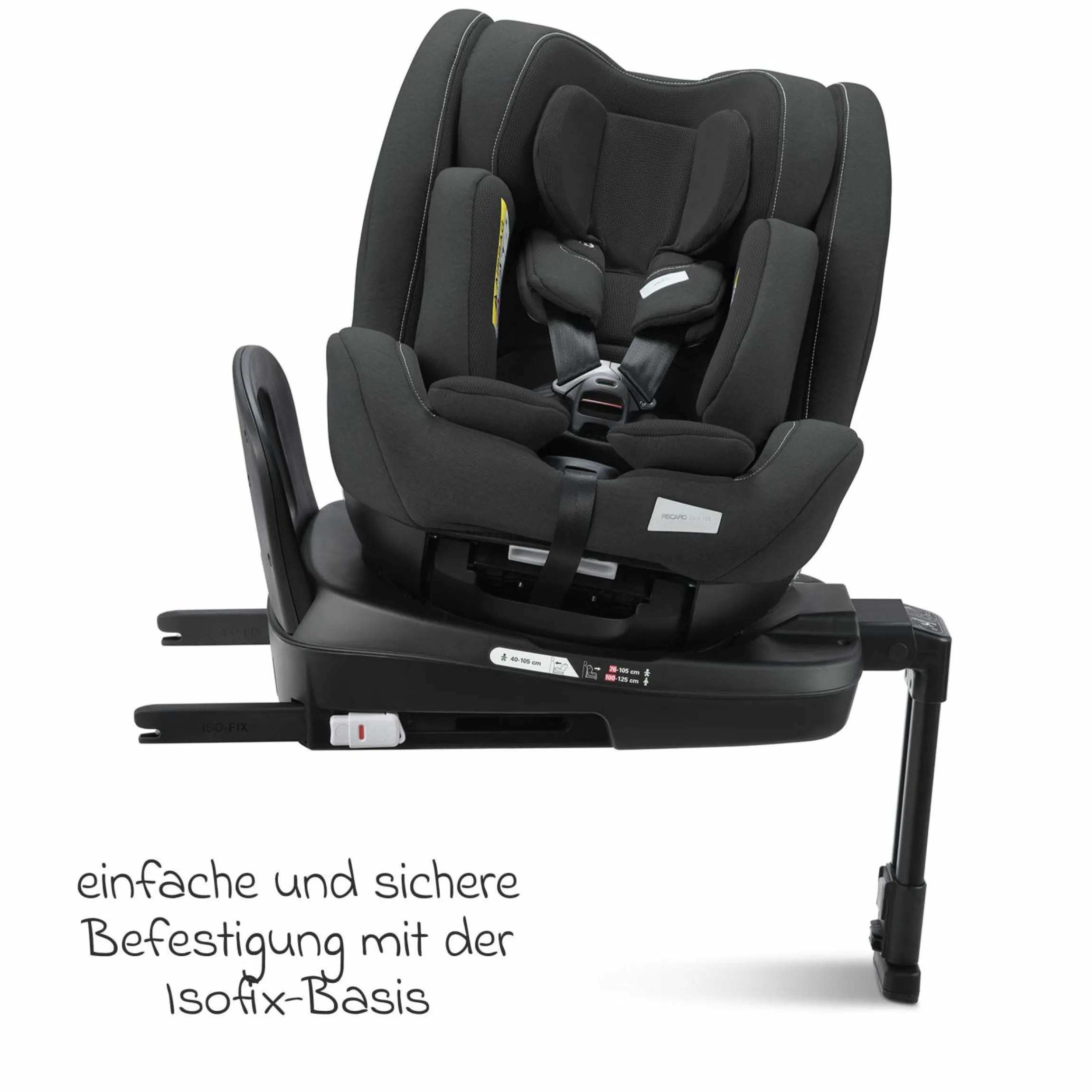 Reboarder-Kindersitz Salia 125 i-Size ab Geburt bis 7 Jahre (40 cm - 125 cm) drehbar mit Isofix-Basis - Fibre Black - Kollektion 2025