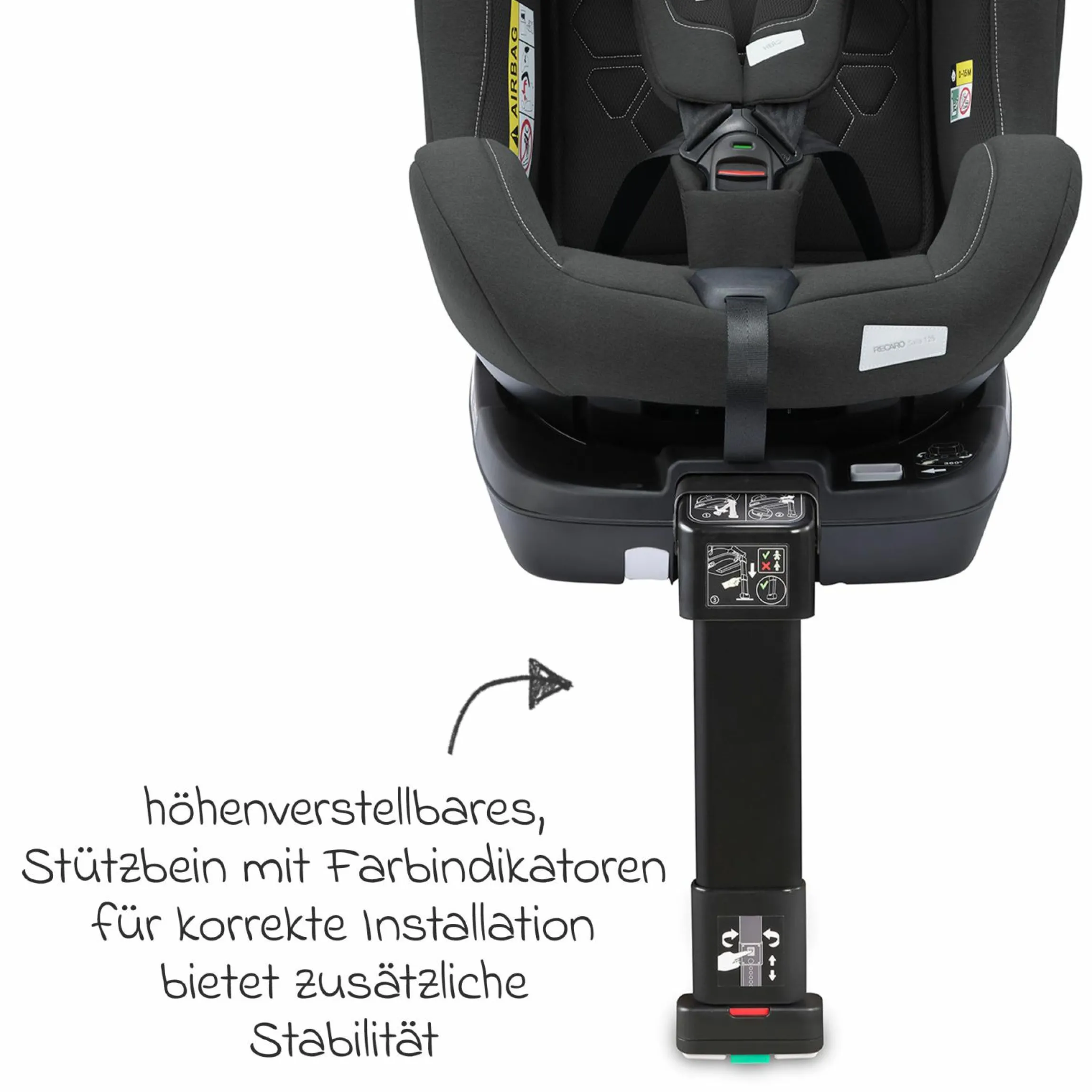 Reboarder-Kindersitz Salia 125 i-Size ab Geburt bis 7 Jahre (40 cm - 125 cm) drehbar mit Isofix-Basis - Fibre Black - Kollektion 2025