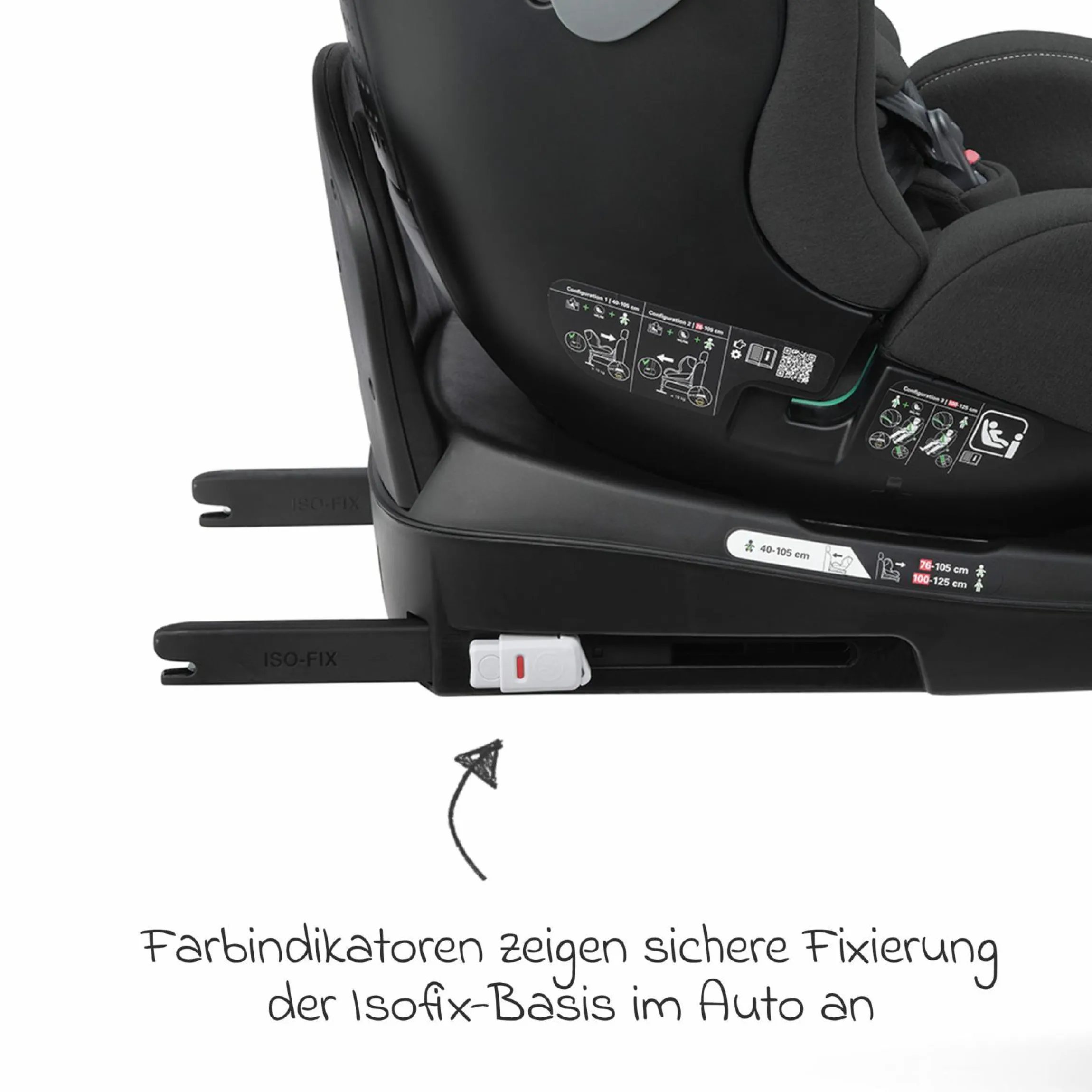 Reboarder-Kindersitz Salia 125 i-Size ab Geburt bis 7 Jahre (40 cm - 125 cm) drehbar mit Isofix-Basis - Fibre Black - Kollektion 2025
