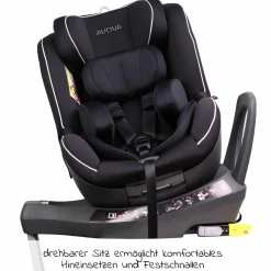 Reboarder-Kindersitz Sperber-Fix i-Size 40 cm - 105 cm / ab der Geburt bis 4 Jahre mit Isofix - Pearl Black - Kollektion 2025