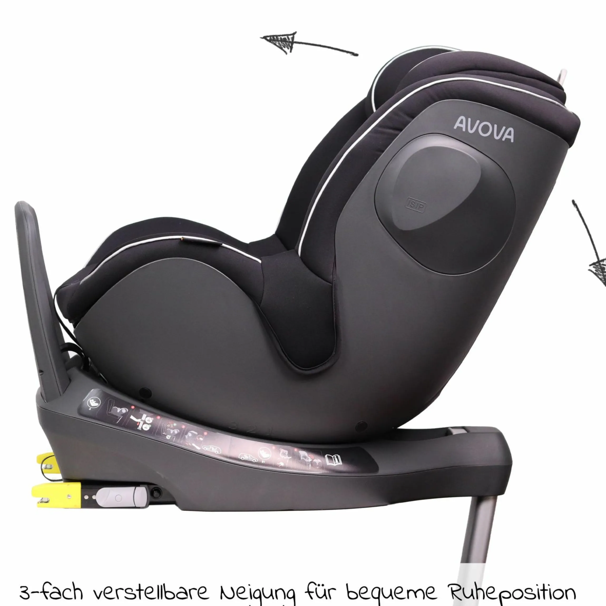 Reboarder-Kindersitz Sperber-Fix i-Size 40 cm - 105 cm / ab der Geburt bis 4 Jahre mit Isofix - Pearl Black - Kollektion 2025