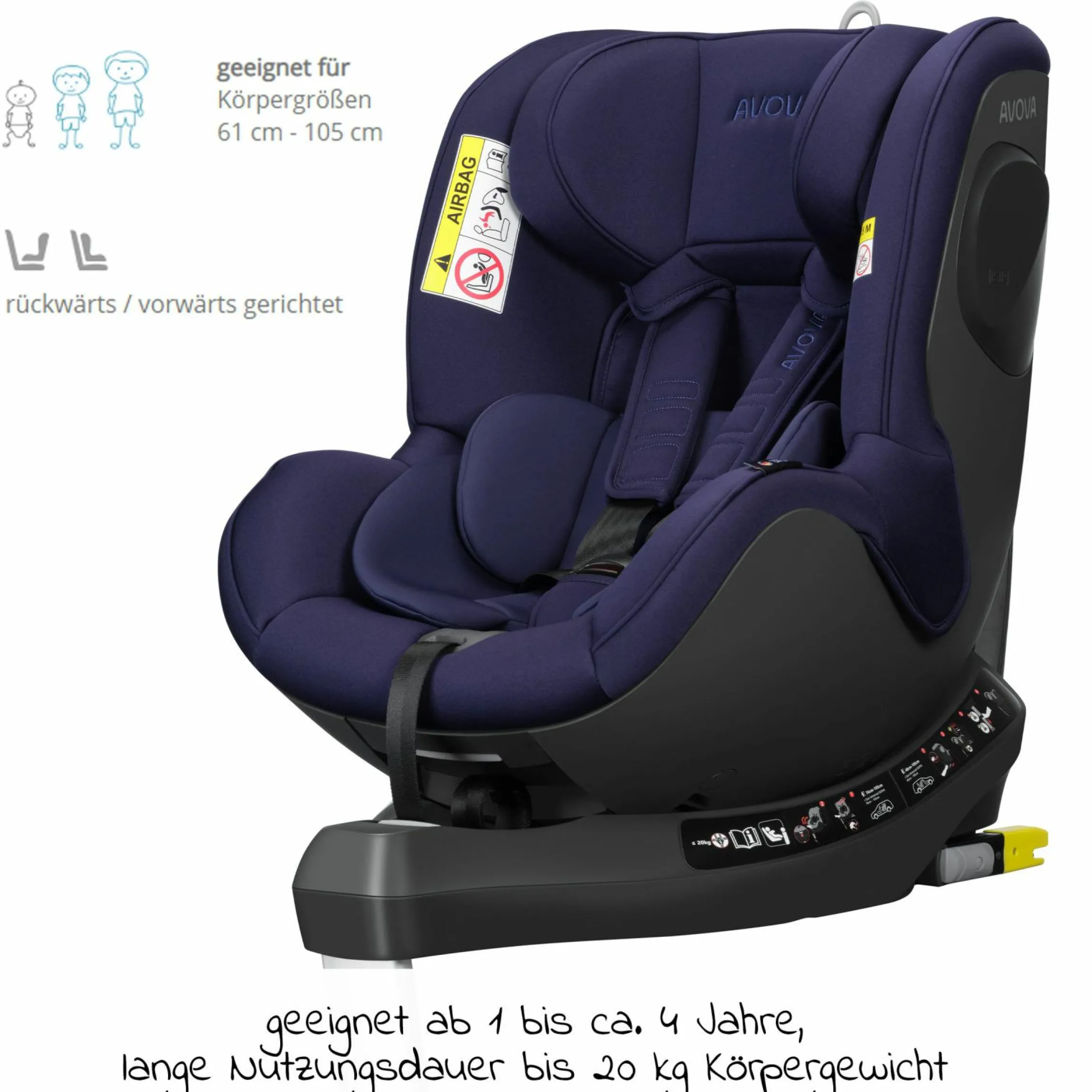 Reboarder-Kindersitz Sperber-Fix 61 61 cm - 105 cm / 1 Jahr bis 4 Jahre mit Isofix - Atlantic Blue - Kollektion 2025