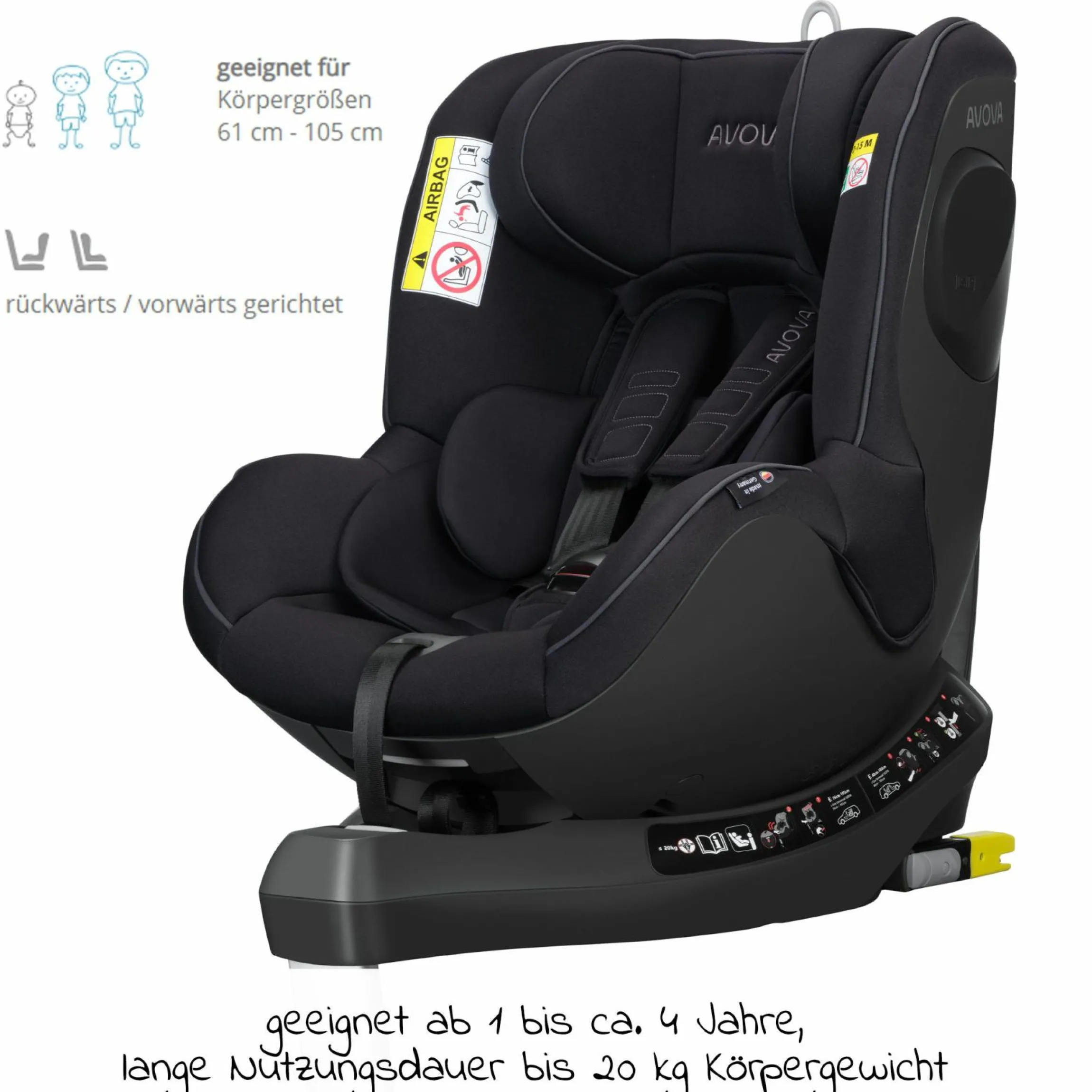 Reboarder-Kindersitz Sperber-Fix 61 61 cm - 105 cm / 1 Jahr bis 4 Jahre mit Isofix - Pearl Black - Kollektion 2025