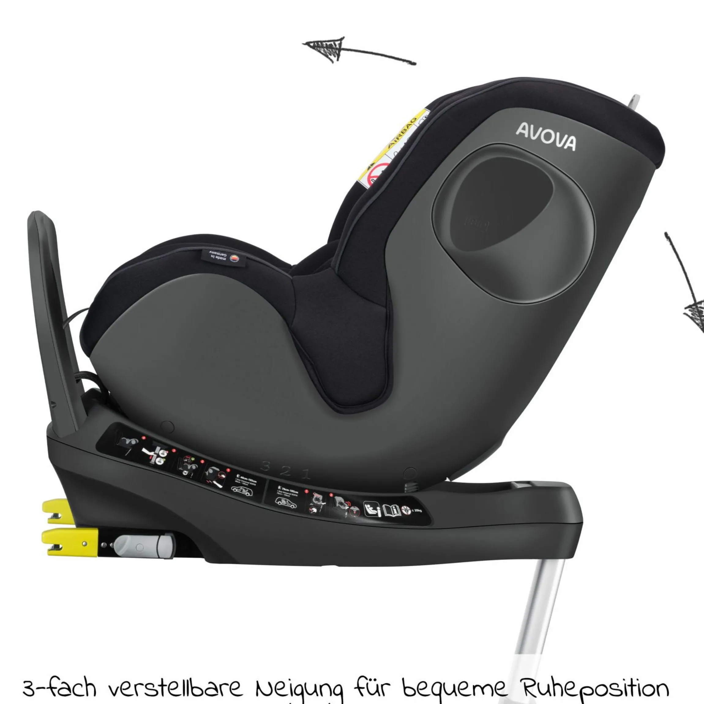 Reboarder-Kindersitz Sperber-Fix 61 61 cm - 105 cm / 1 Jahr bis 4 Jahre mit Isofix - Pearl Black - Kollektion 2025
