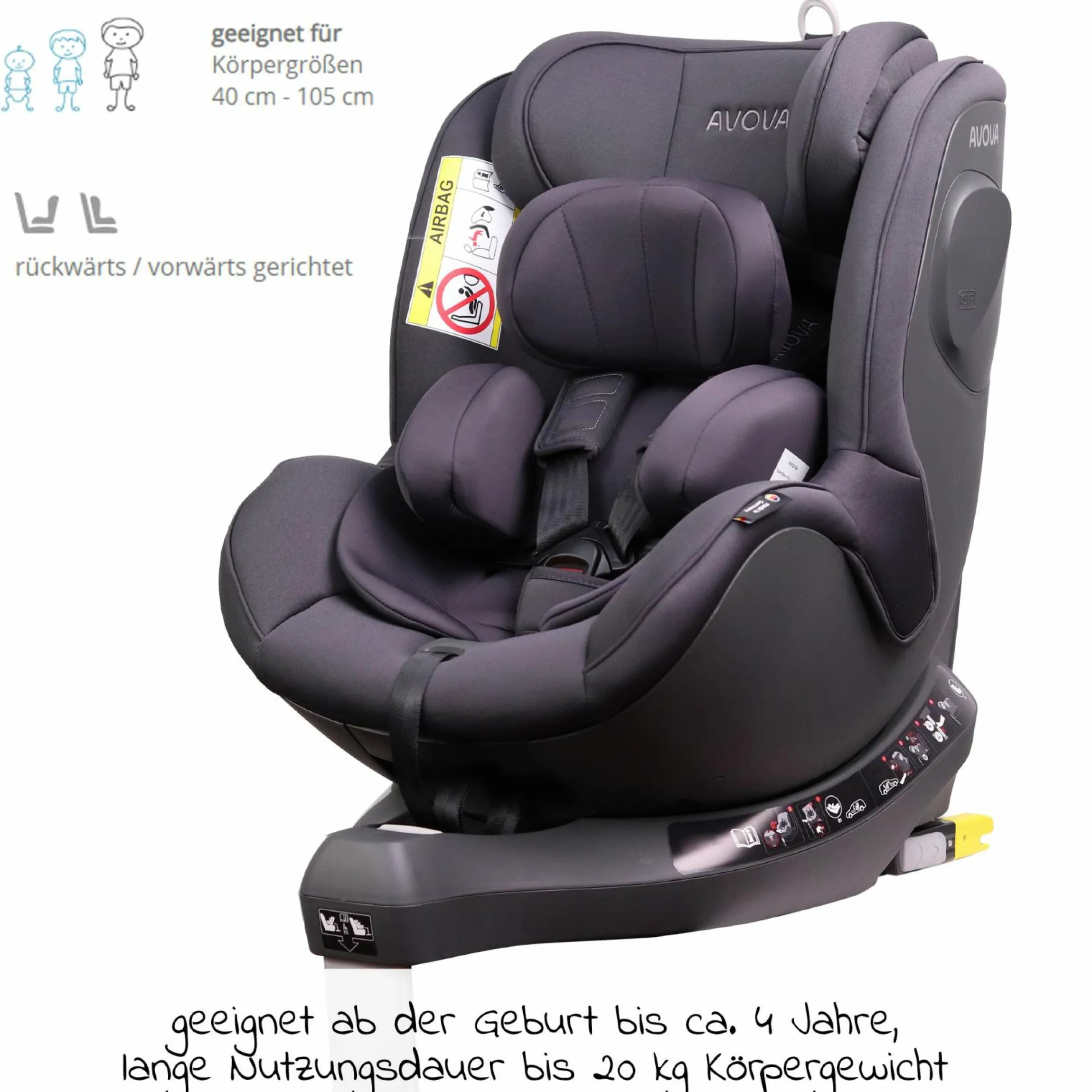 Reboarder-Kindersitz Sperber-Fix i-Size 40 cm - 105 cm / ab der Geburt bis 4 Jahre mit Isofix - Koala Grey - Kollektion 2025