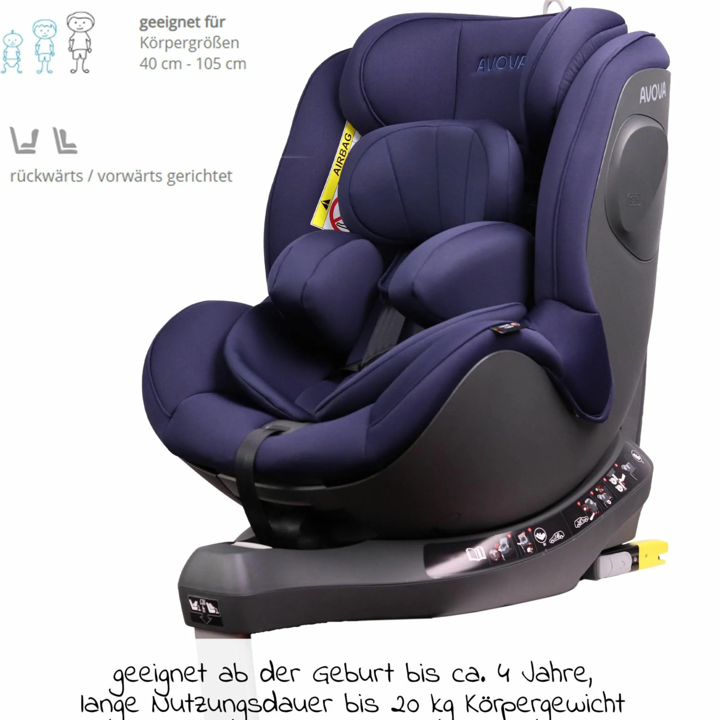 Reboarder-Kindersitz Sperber-Fix i-Size 40 cm - 105 cm / ab der Geburt bis 4 Jahre mit Isofix - Atlantic Blue - Kollektion 2025