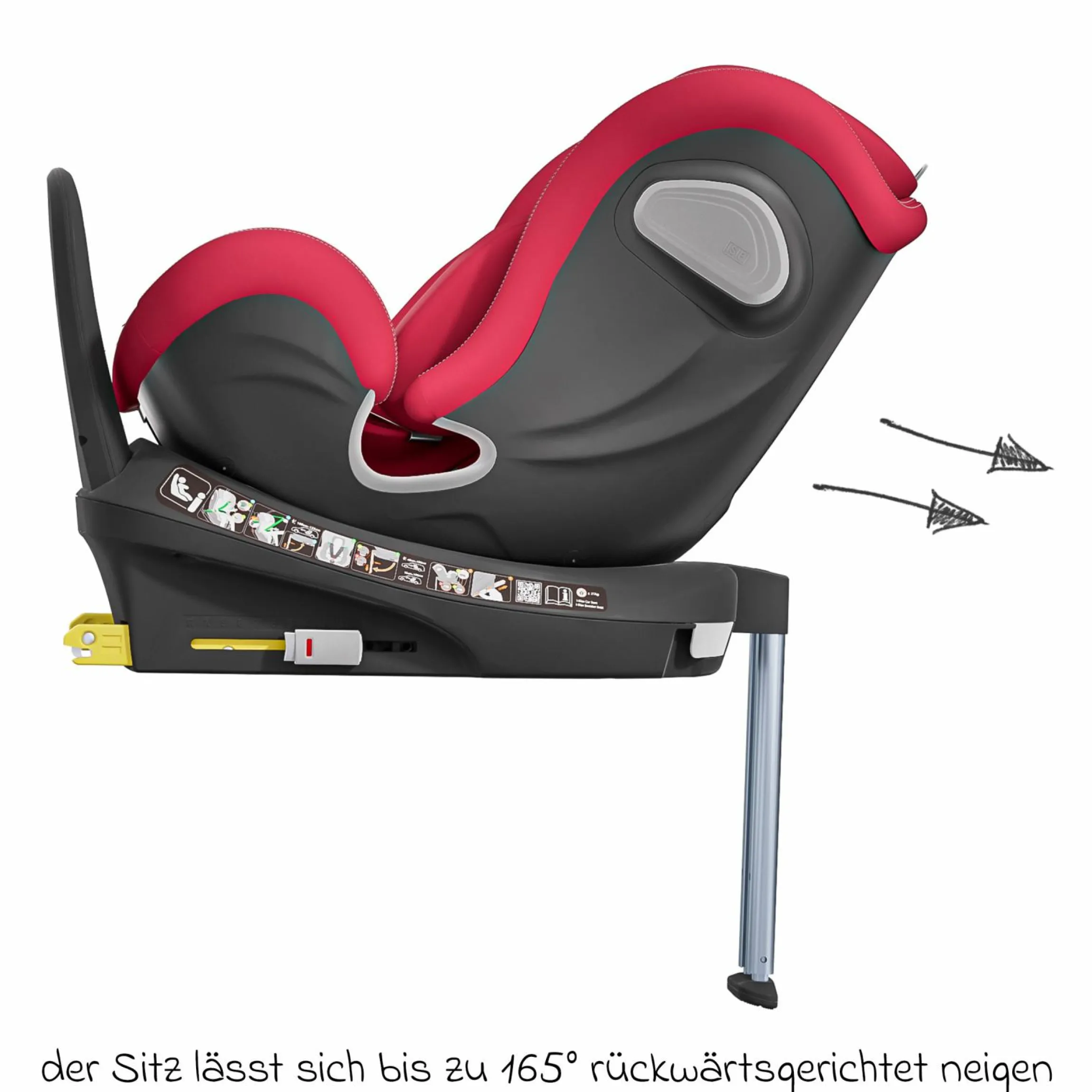 Reboarder-Kindersitz Swan-Fix i-Size ab Geburt bis 7 Jahre (40 cm -125 cm) inkl. Isofix-Basis - Maple Red