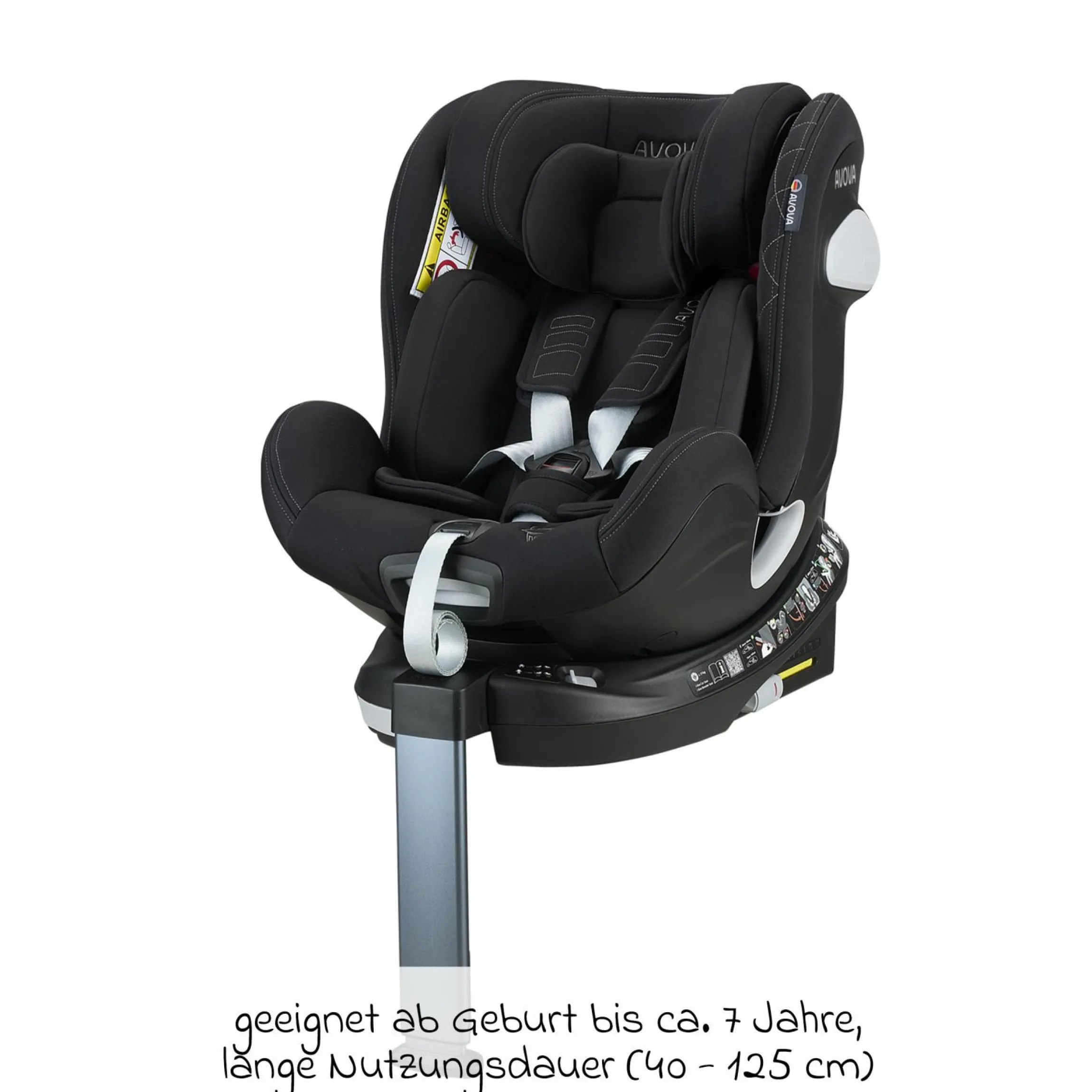 Reboarder-Kindersitz Swan-Fix i-Size ab Geburt bis 7 Jahre (40 cm -125 cm) inkl. Isofix-Basis - Pearl Black