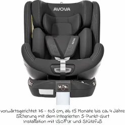 Reboarder-Kindersitz Swan-Fix i-Size ab Geburt bis 7 Jahre (40 cm -125 cm) inkl. Isofix-Basis - Pearl Black