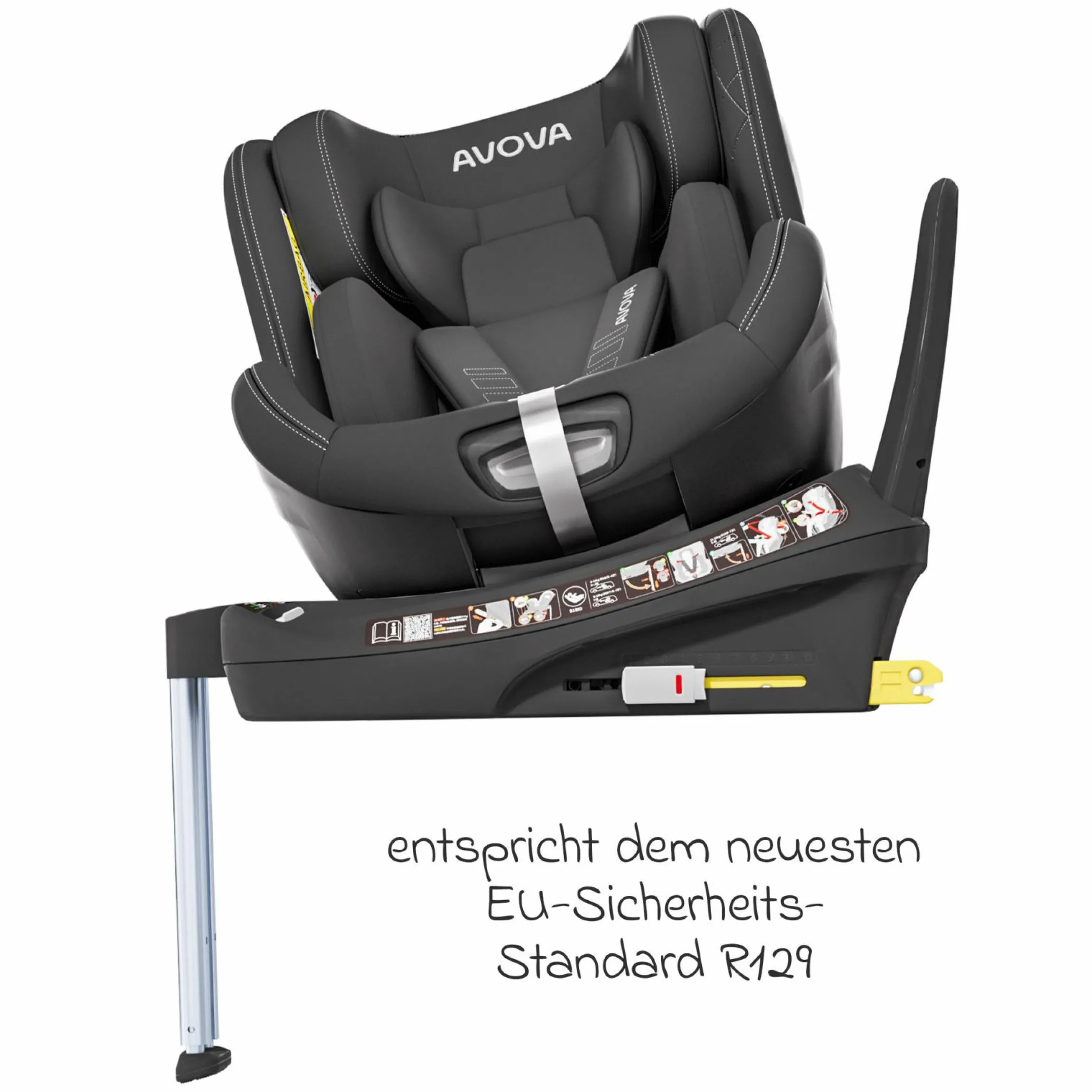 Reboarder-Kindersitz Swan-Fix i-Size ab Geburt bis 7 Jahre (40 cm -125 cm) inkl. Isofix-Basis - Pearl Black