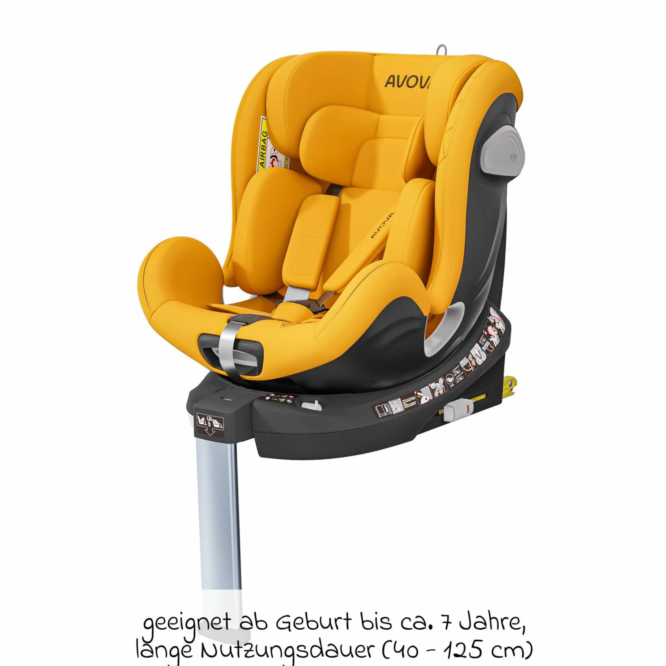 Reboarder-Kindersitz Swan-Fix i-Size ab Geburt bis 7 Jahre (40 cm -125 cm) inkl. Isofix-Basis - Beach Yello
