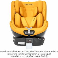 Reboarder-Kindersitz Swan-Fix i-Size ab Geburt bis 7 Jahre (40 cm -125 cm) inkl. Isofix-Basis - Beach Yello