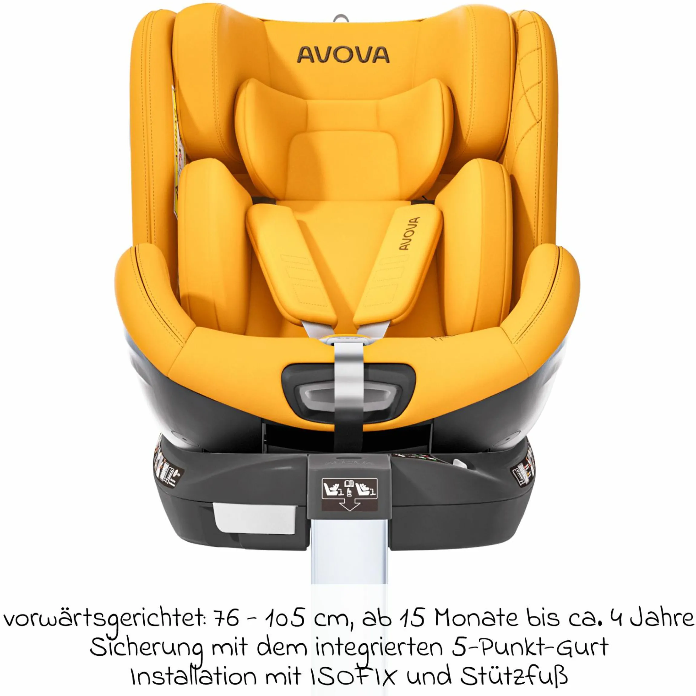 Reboarder-Kindersitz Swan-Fix i-Size ab Geburt bis 7 Jahre (40 cm -125 cm) inkl. Isofix-Basis - Beach Yello