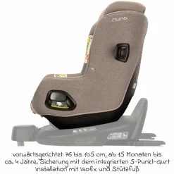 Reboarder-Kindersitz TODL next i-Size 360° inkl. Base Curve drehbar ab Geburt bis 4 Jahre (40 cm - 105 cm) mit Sitzverkleinerer, Polsterschutz & Spieltier - Cedar