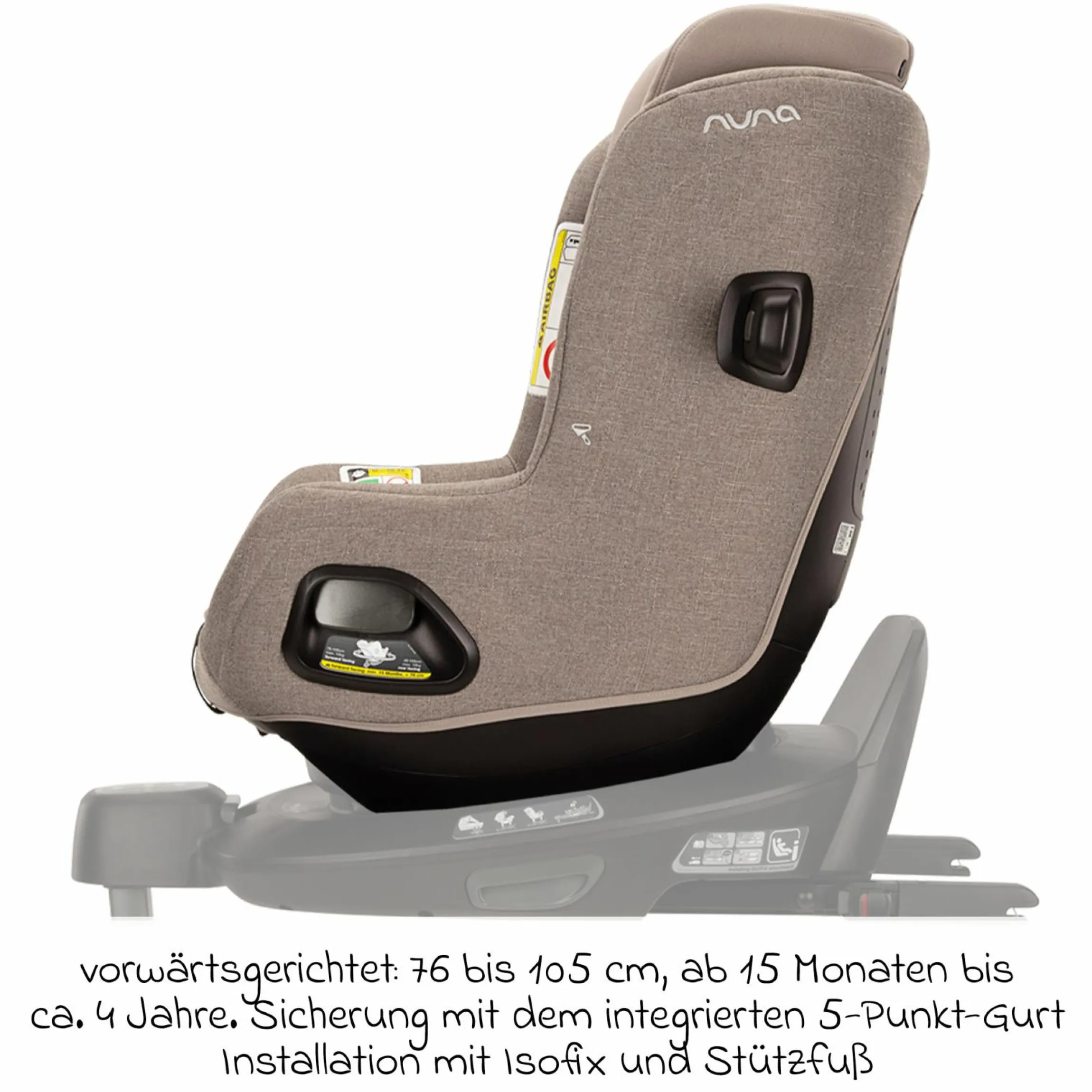 Reboarder-Kindersitz TODL next i-Size 360° inkl. Base Curve drehbar ab Geburt bis 4 Jahre (40 cm - 105 cm) mit Sitzverkleinerer, Polsterschutz & Spieltier - Cedar