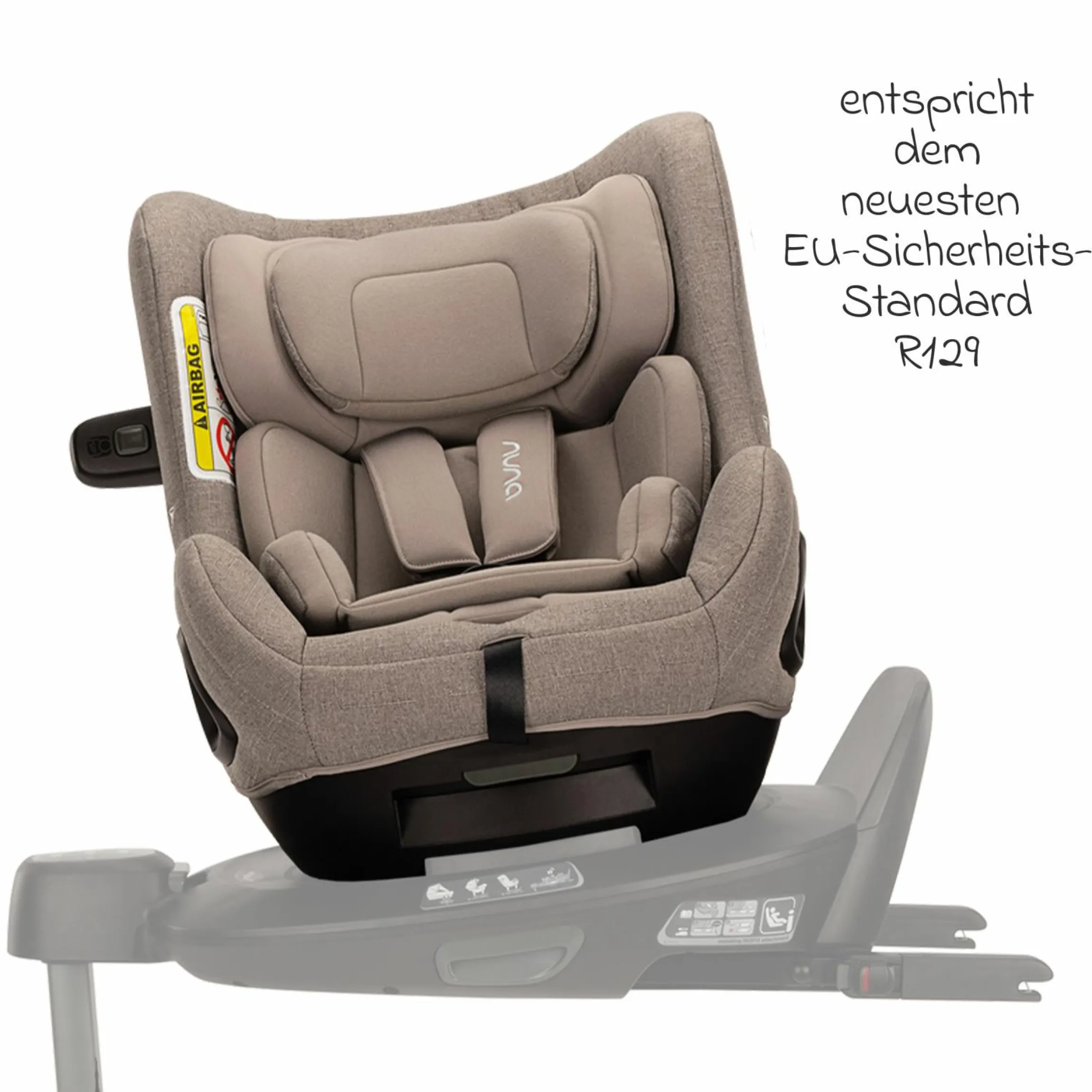 Reboarder-Kindersitz TODL next i-Size 360° inkl. Base Curve drehbar ab Geburt bis 4 Jahre (40 cm - 105 cm) mit Sitzverkleinerer, Polsterschutz & Spieltier - Cedar