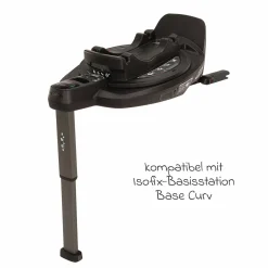 Reboarder-Kindersitz TODL next i-Size 360° inkl. Base Curve drehbar ab Geburt bis 4 Jahre (40 cm - 105 cm) mit Sitzverkleinerer, Polsterschutz & Spieltier - Caviar